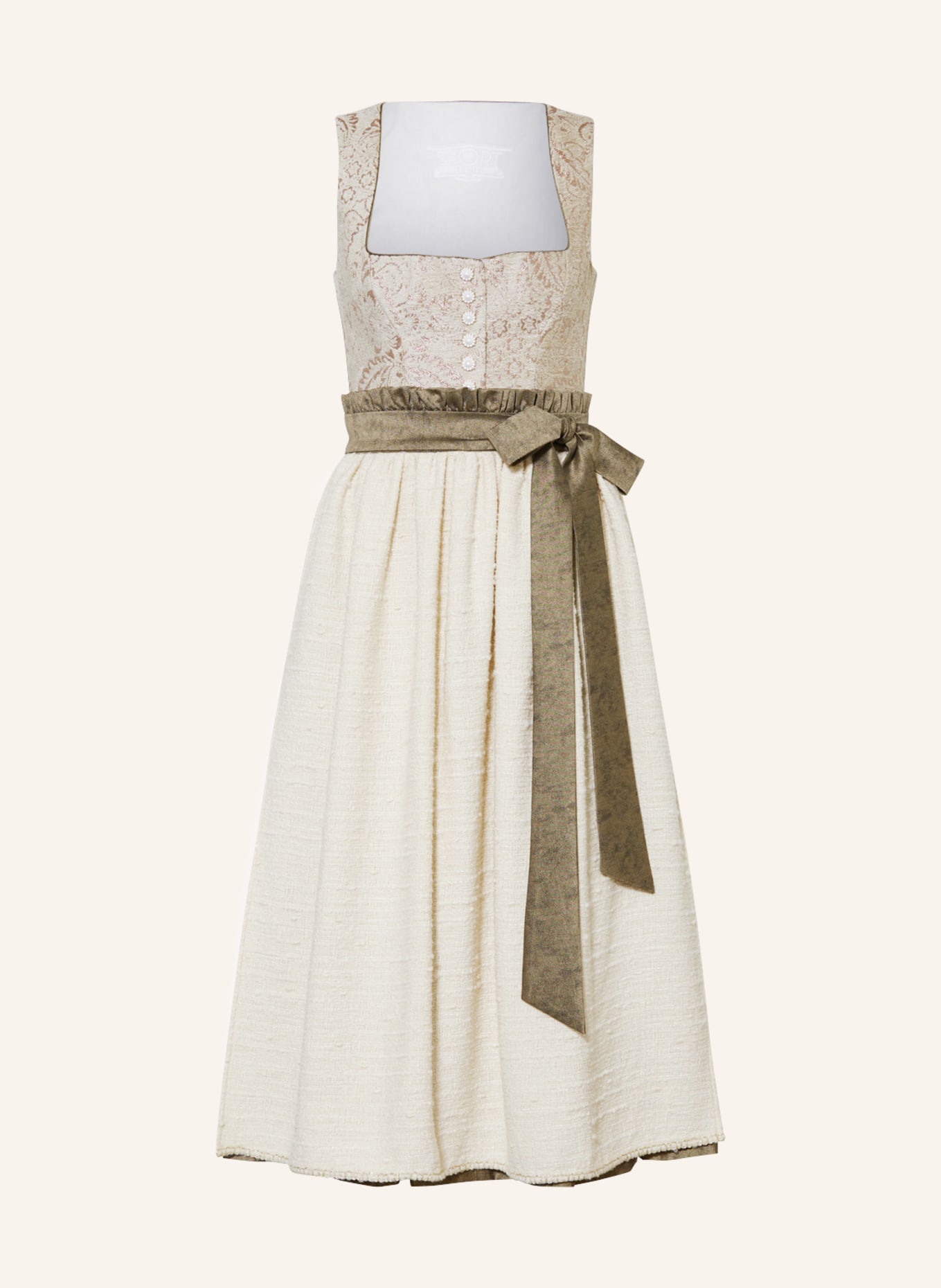 SPORTALM Sukienka bawarska z błyszczącą przędzą, Kolor: KREMOWY/ CIEMNOBRĄZOWY/ ECRU (Obrazek 1)