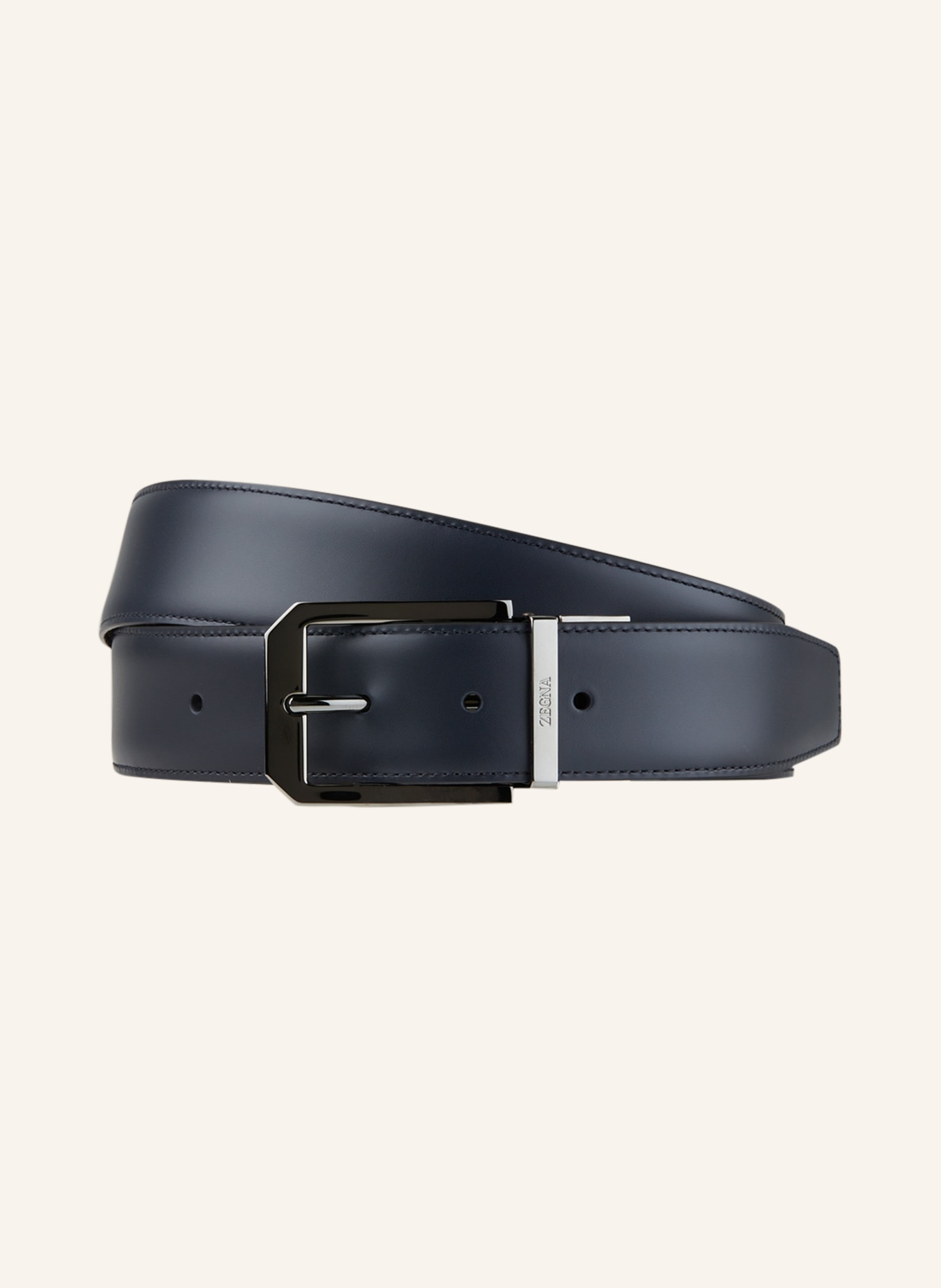 ZEGNA Reversible leather belt, Color: BLACK (Image 1)