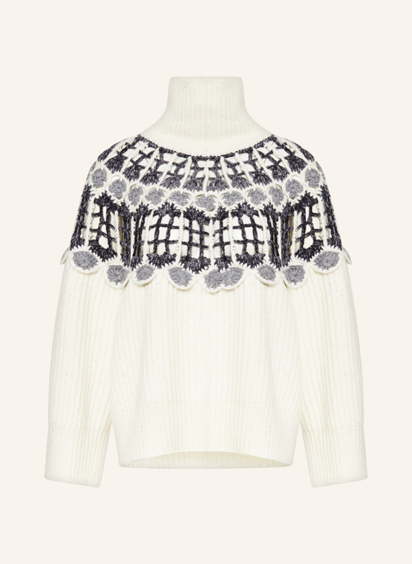 FABIANA FILIPPI Sweater with glitter thread, Color: ECRU/ GRAY/ DARK GRAY (Image 1)