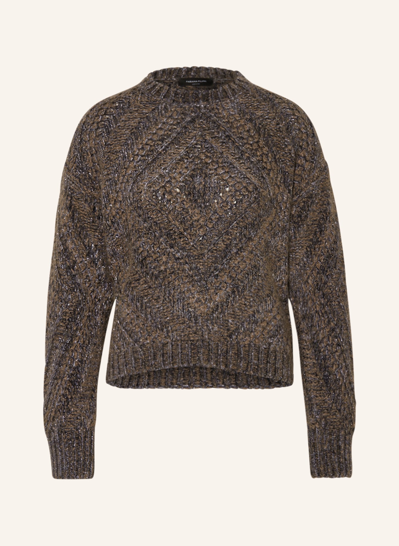 FABIANA FILIPPI Sweter z błyszczącą przędzą, Kolor: CZIEMNOSZARY/ BRĄZOWY (Obrazek 1)