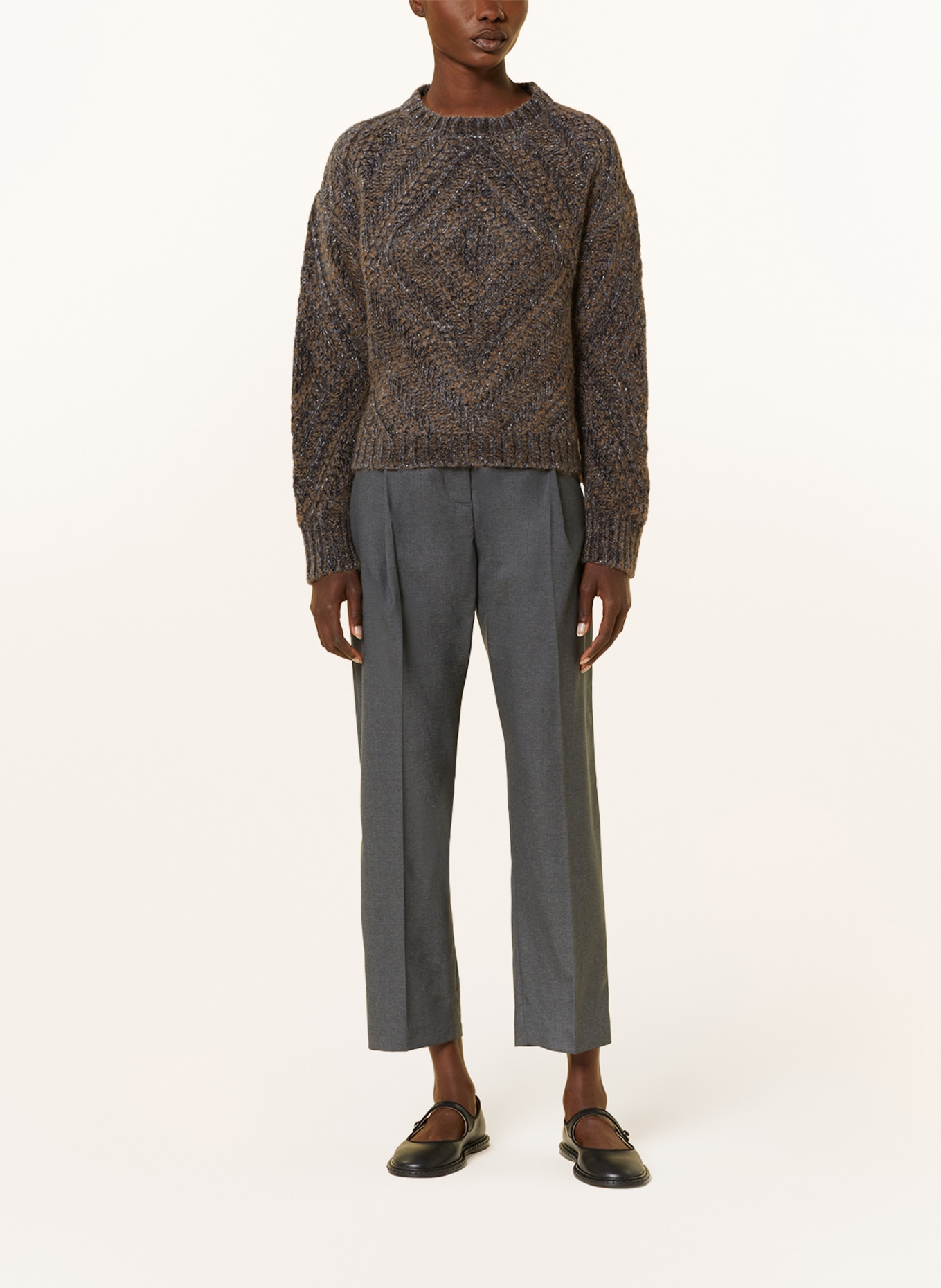 FABIANA FILIPPI Sweater with glitter thread, Color: DARK GRAY/ BROWN (Image 2)