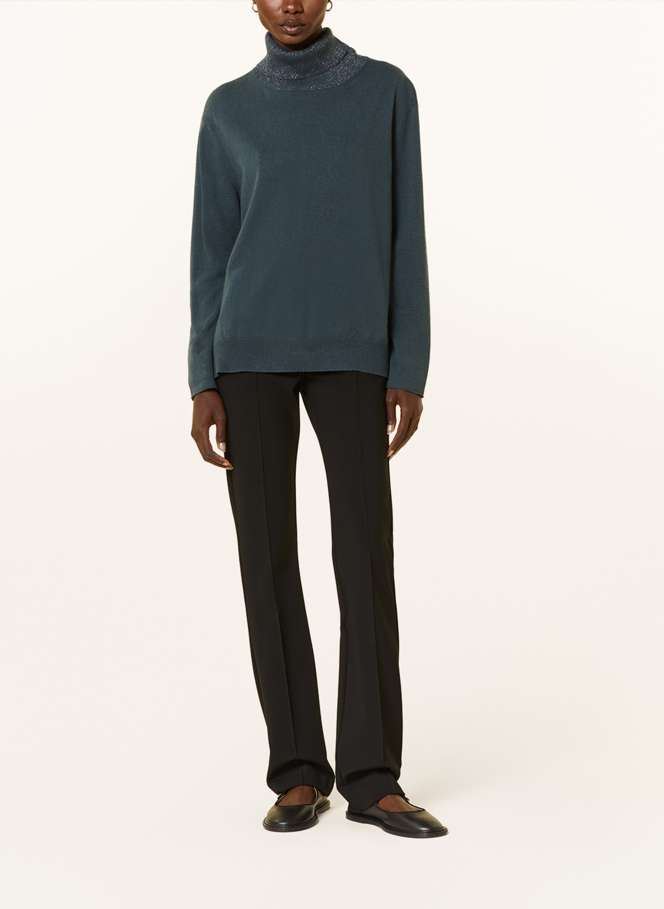 FABIANA FILIPPI Sweter z błyszczącą przędzą, Kolor: SZARONIEBIESKI (Obrazek 2)