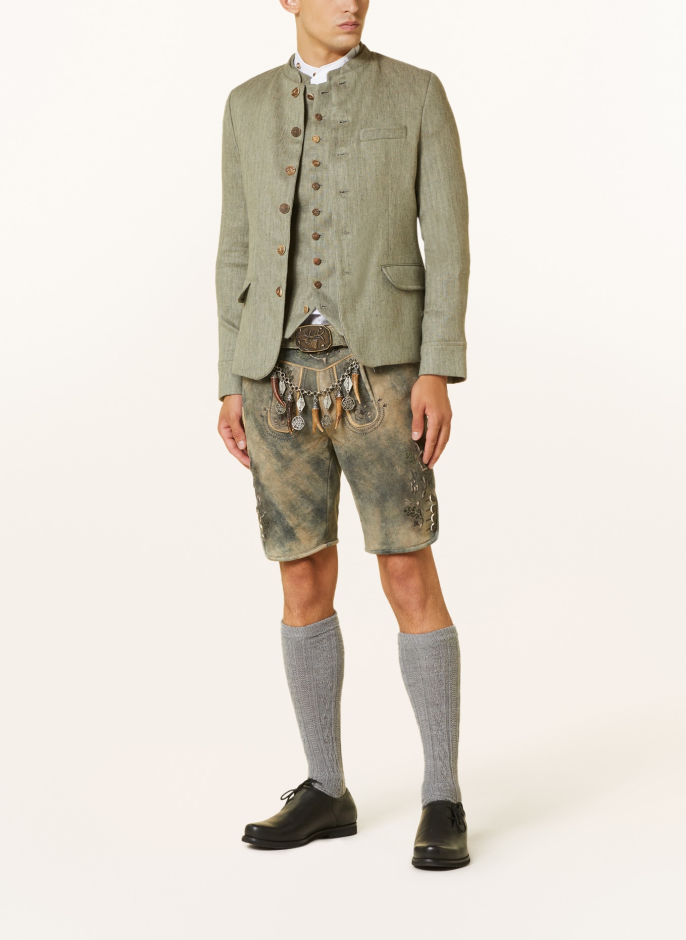 Spieth & Wensky Spodnie skórzane w stylu ludowym BARTOLOMEO, Kolor: JASNOBRĄZOWY (Obrazek 2)