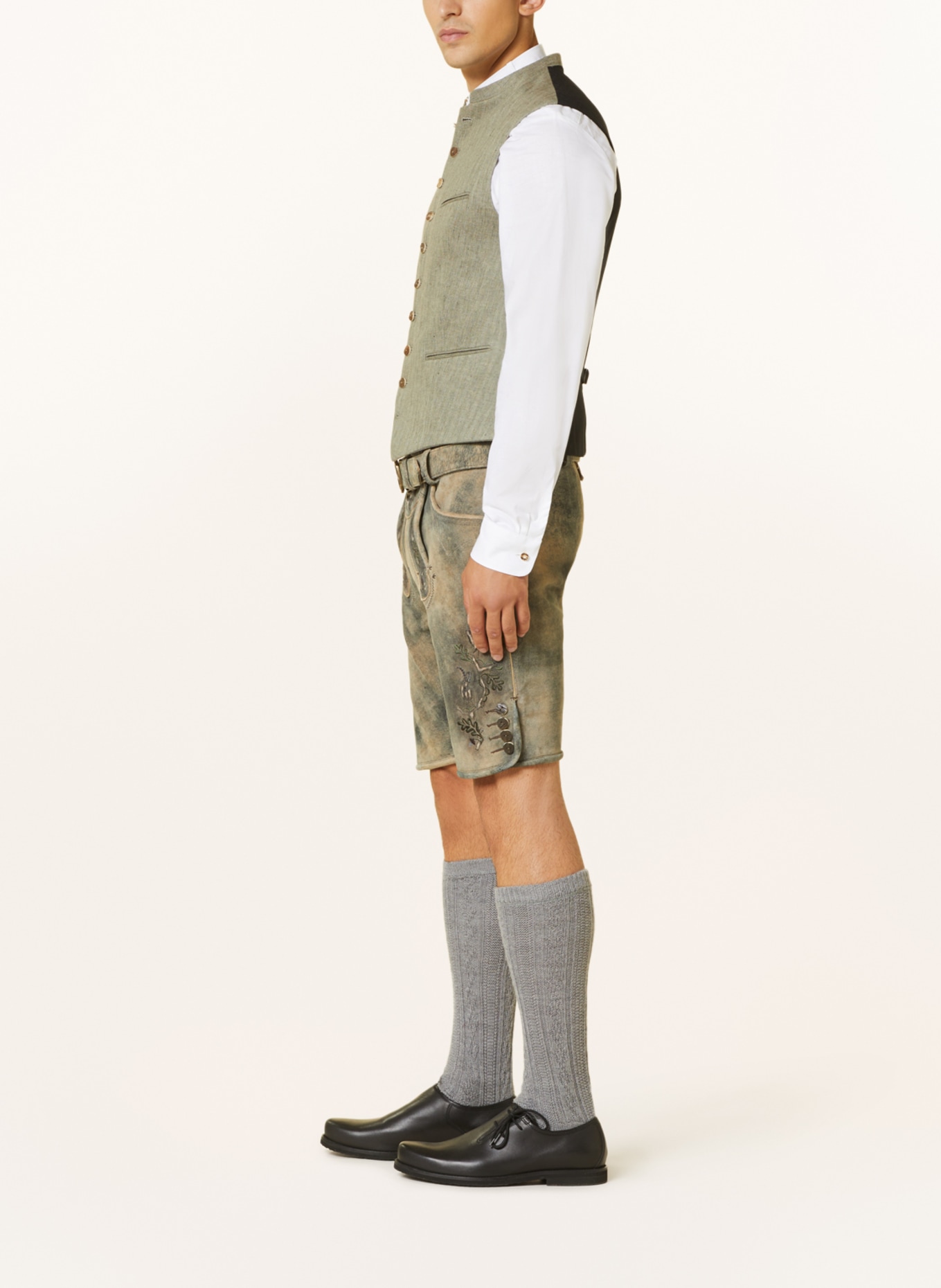 Spieth & Wensky Spodnie skórzane w stylu ludowym BARTOLOMEO, Kolor: JASNOBRĄZOWY (Obrazek 4)