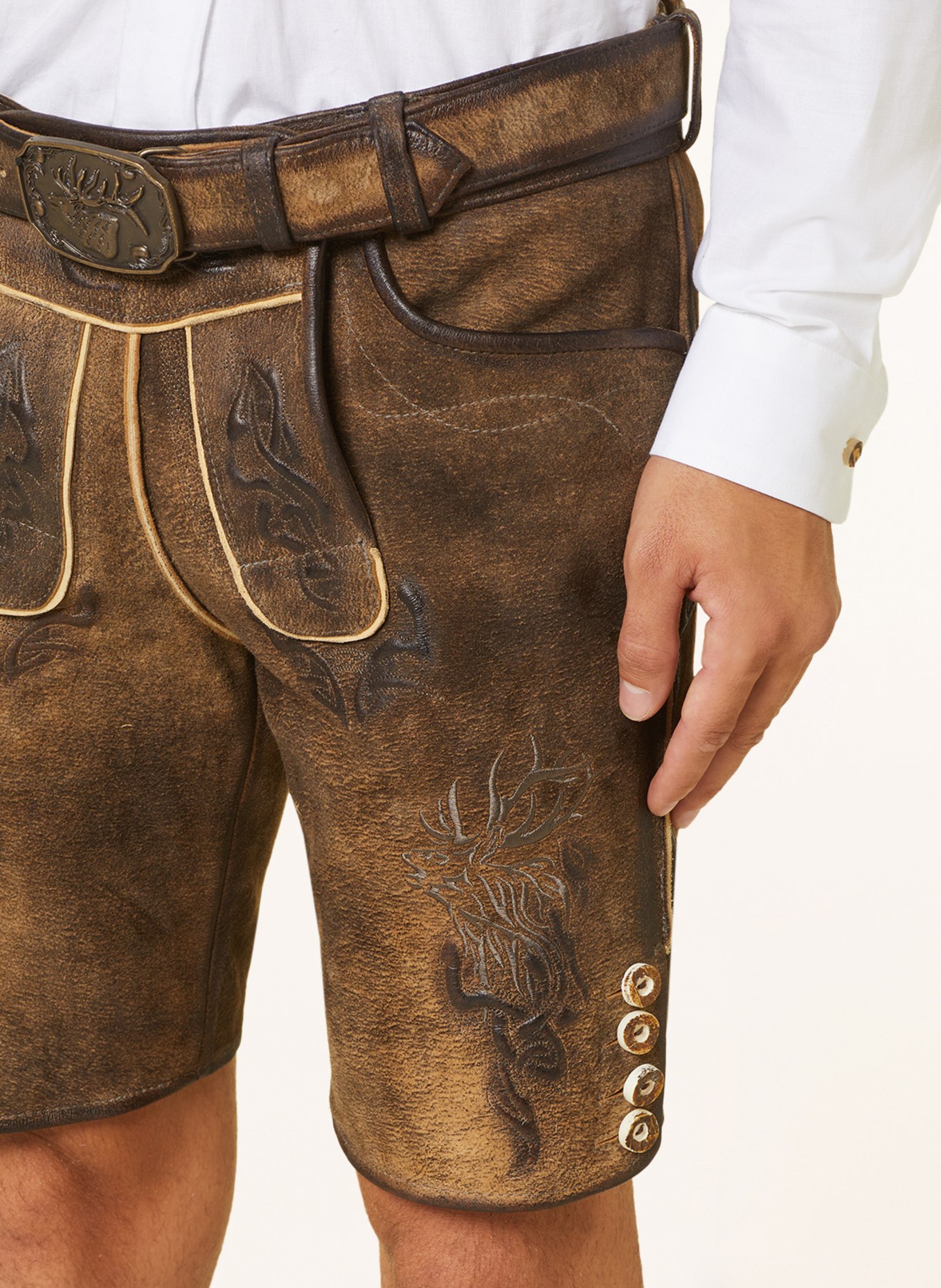 Spieth & Wensky Spodnie skórzane w stylu ludowym WAYEN, Kolor: BRĄZOWY (Obrazek 5)