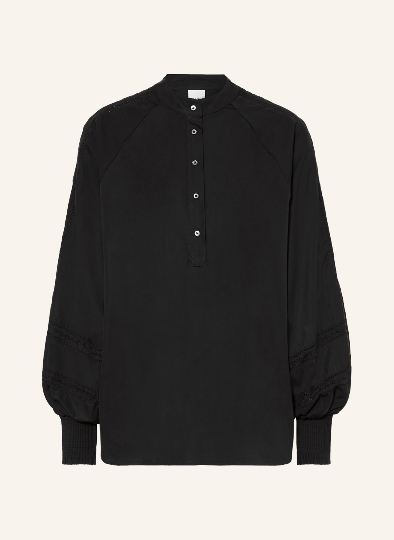 TONNO & PANNA Shirt blouse ALEXIS with lace, Color: BLACK (Image 1)