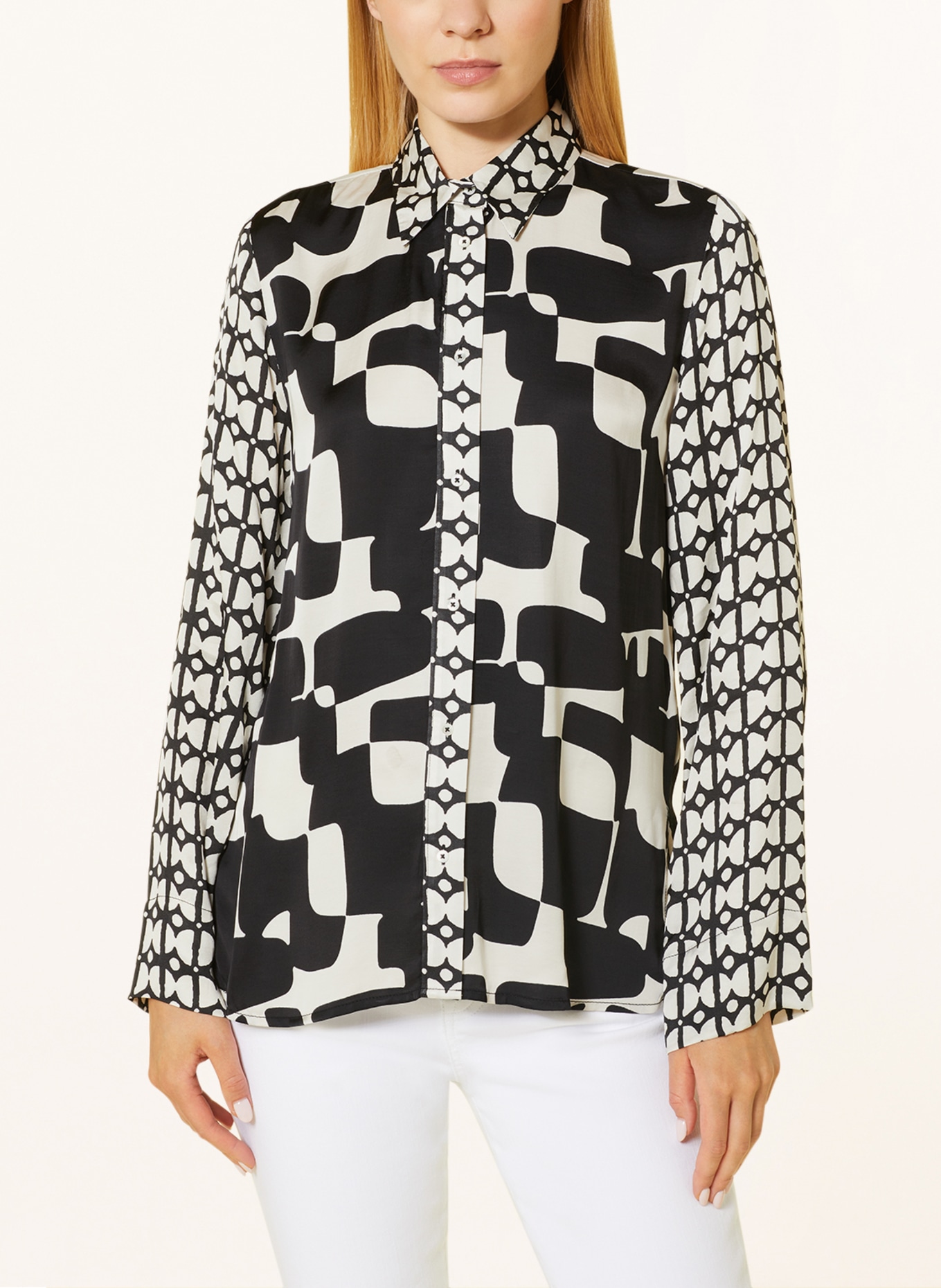 TONNO & PANNA Shirt blouse IVA made of satin, Color: BLACK/ WHITE (Image 4)