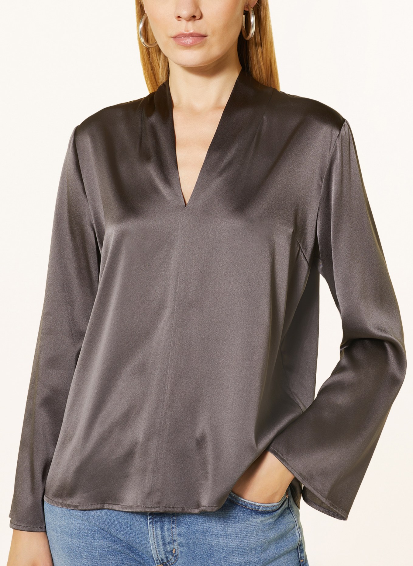 TONNO & PANNA Shirt blouse DIANE in silk, Color: TAUPE (Image 4)