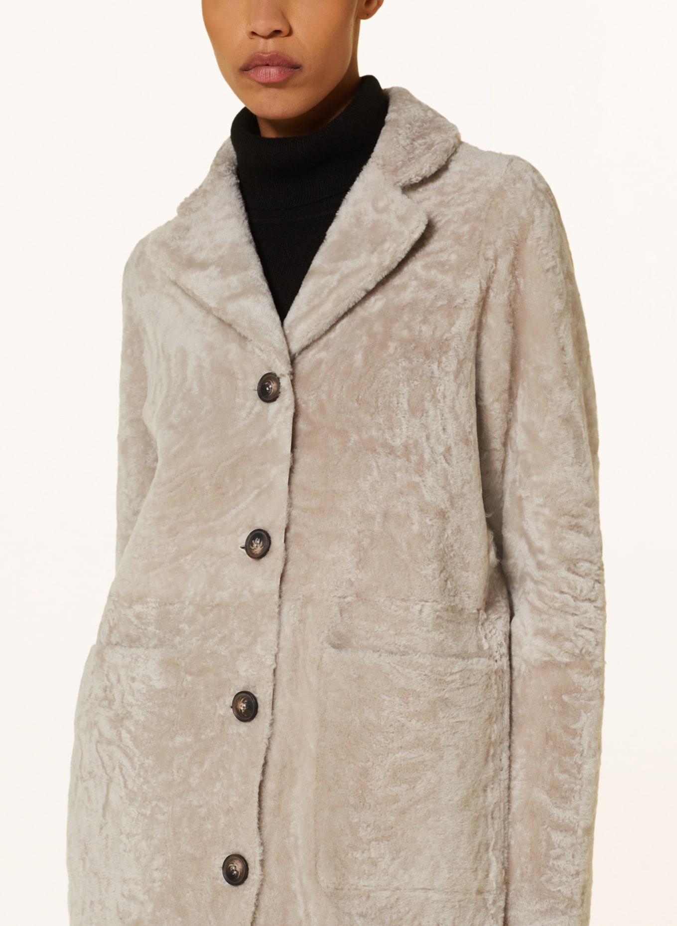 BENEDETTA NOVI Oboustranný kabát z jehněčí kožešiny SERENA, Barva: BÉŽOVÁ (Obrázek 5)