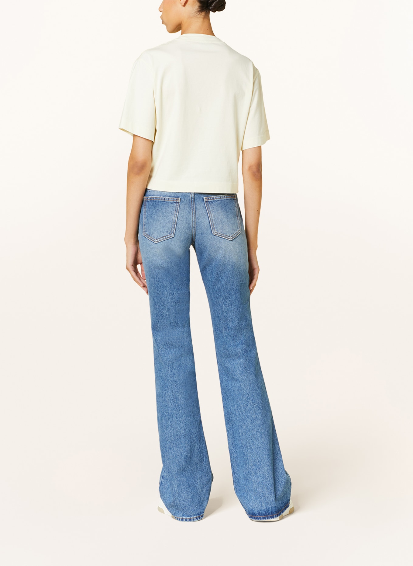 Off-White Cropped shirt with decorative gems, Color: ECRU (Image 3)