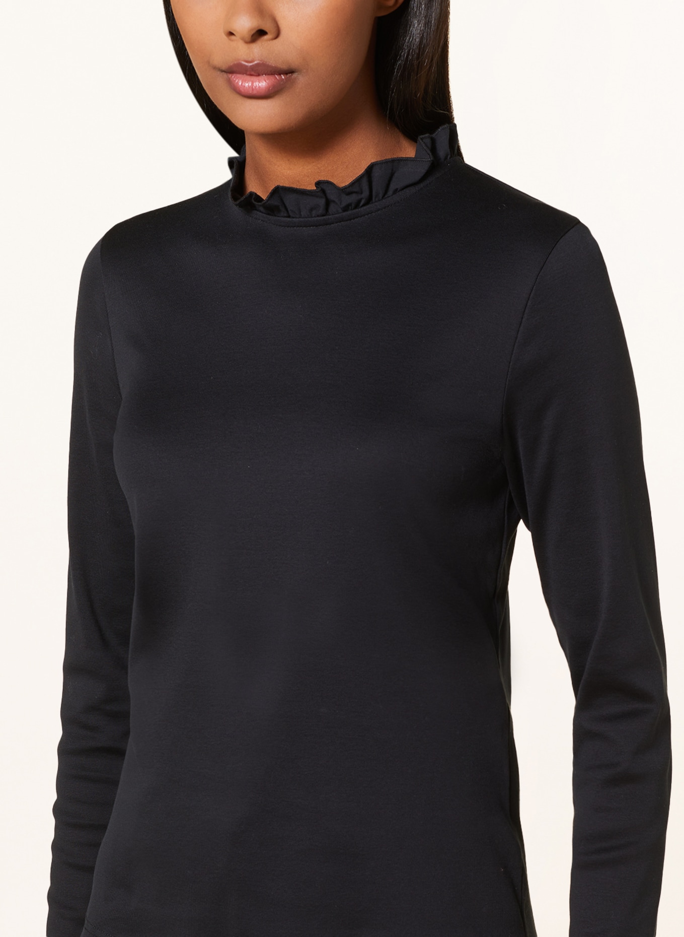 efixelle Long sleeve shirt with ruffles, Color: BLACK (Image 4)