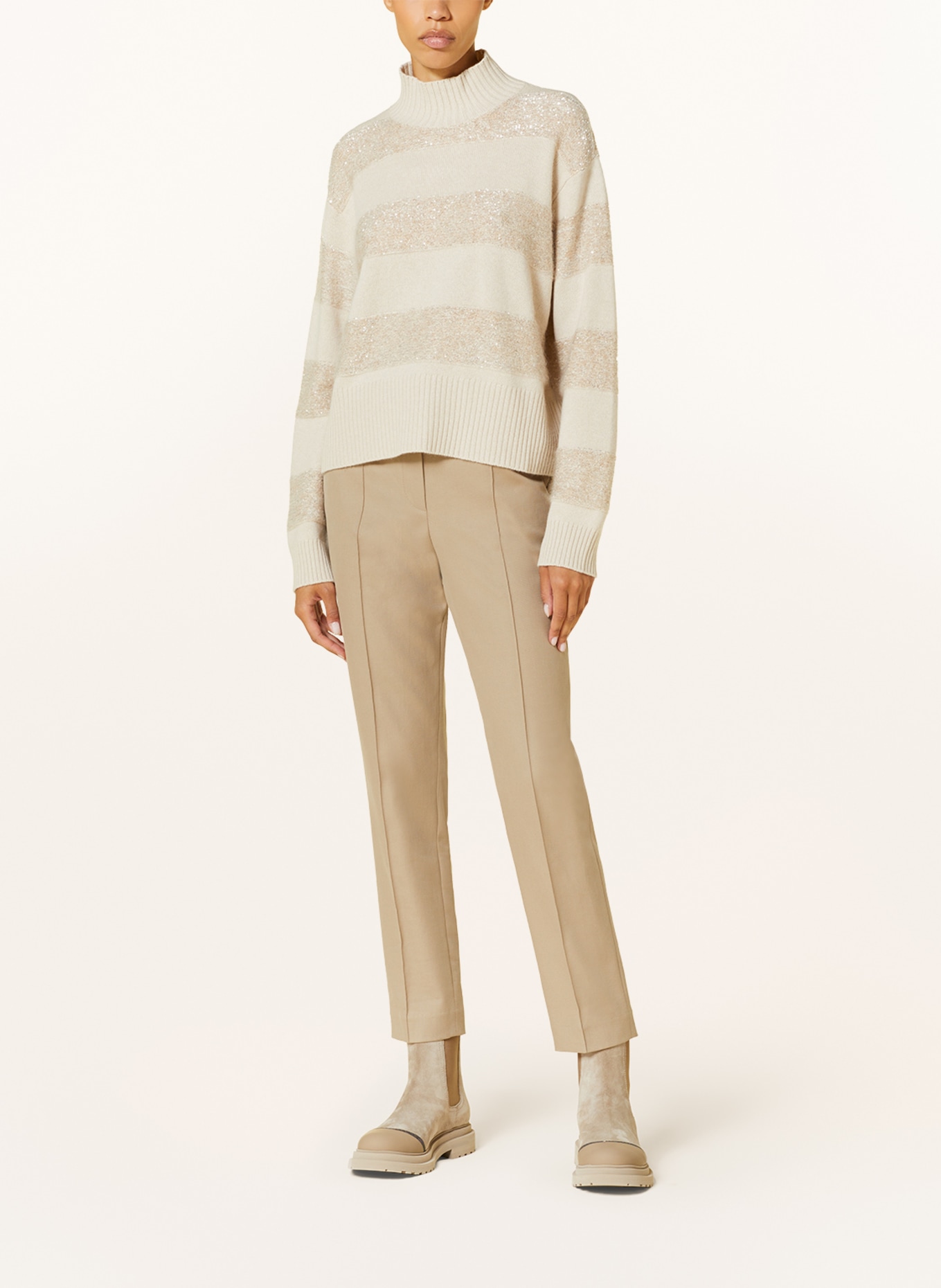 BRUNELLO CUCINELLI Pullover mit Cashmere und Pailletten, Farbe: CREME (Bild 2)