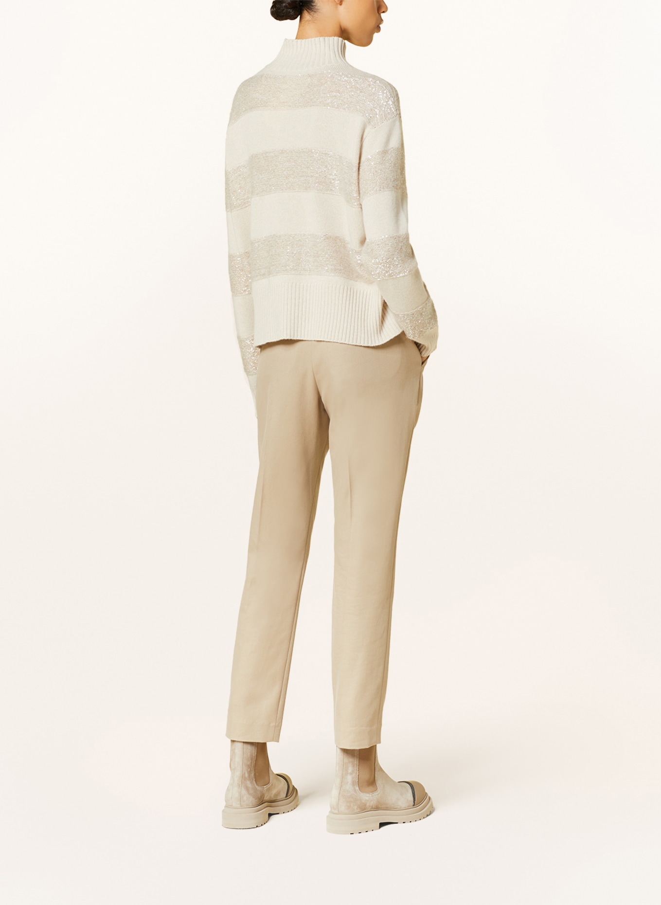 BRUNELLO CUCINELLI Sweter z dodatkiem kaszmiru i cekinami, Kolor: KREMOWY (Obrazek 3)
