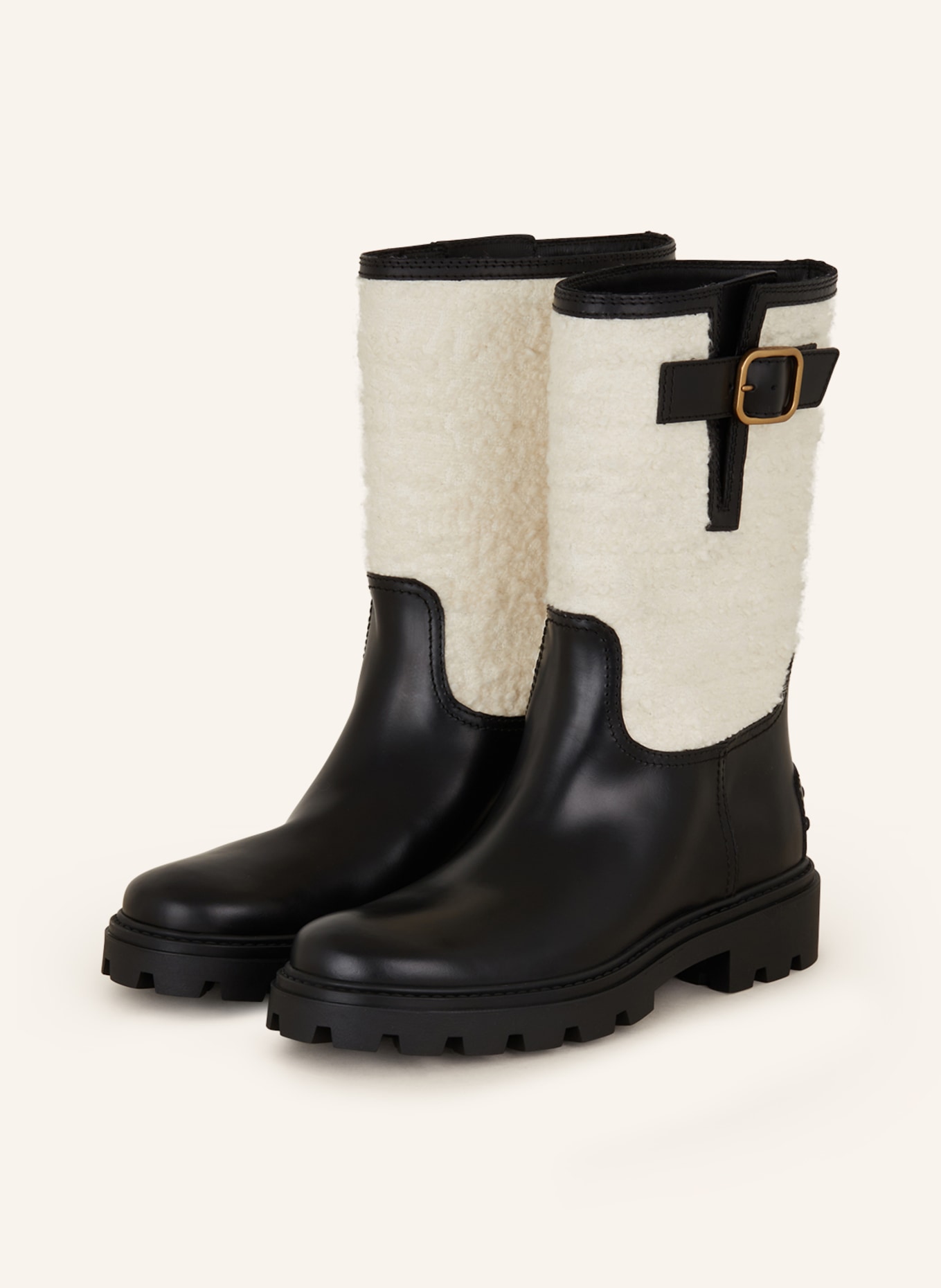 TOD'S Boots with faux fur, Color: BLACK/ WHITE (Image 1)