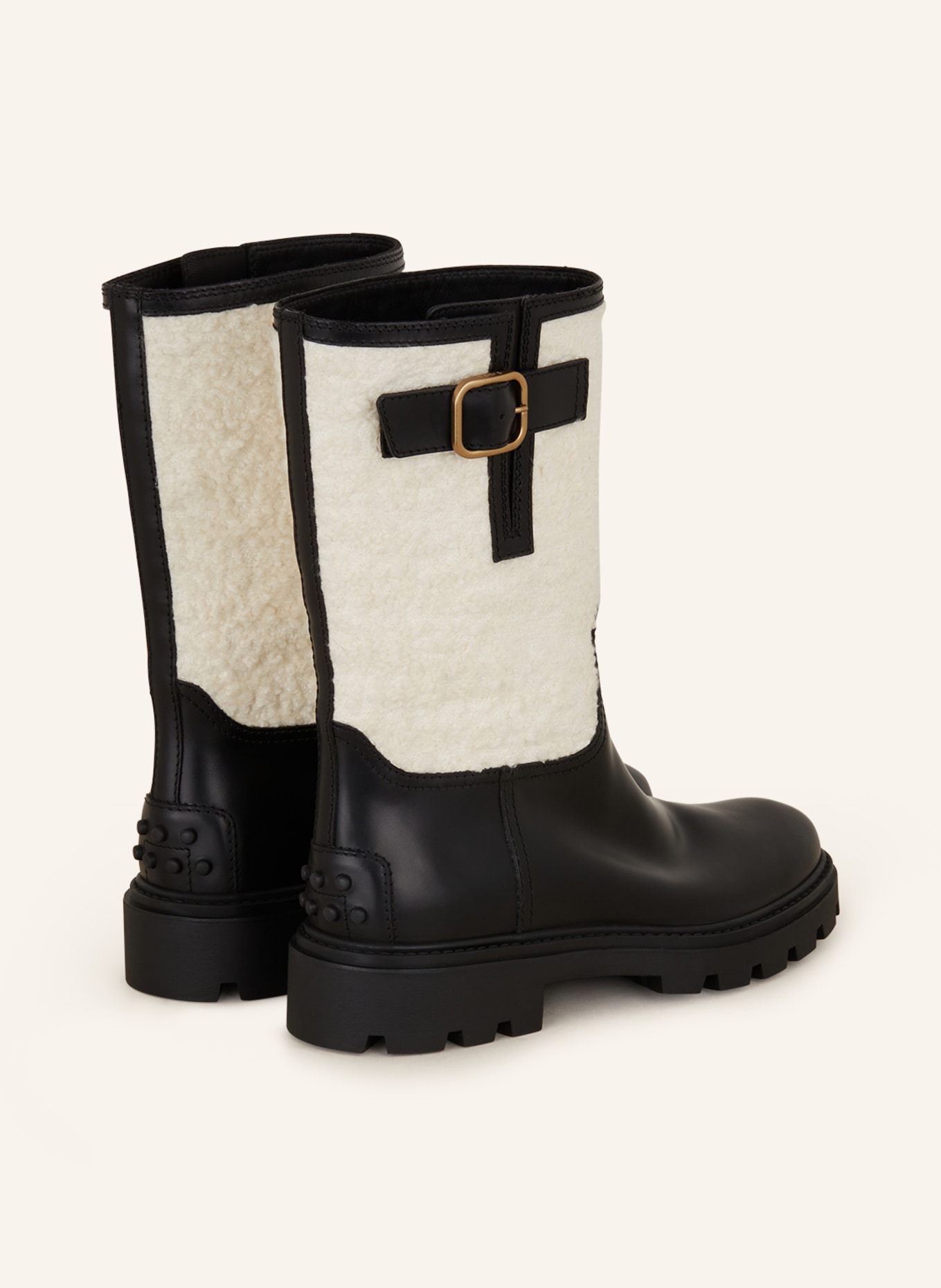 TOD'S Boots with faux fur, Color: BLACK/ WHITE (Image 2)