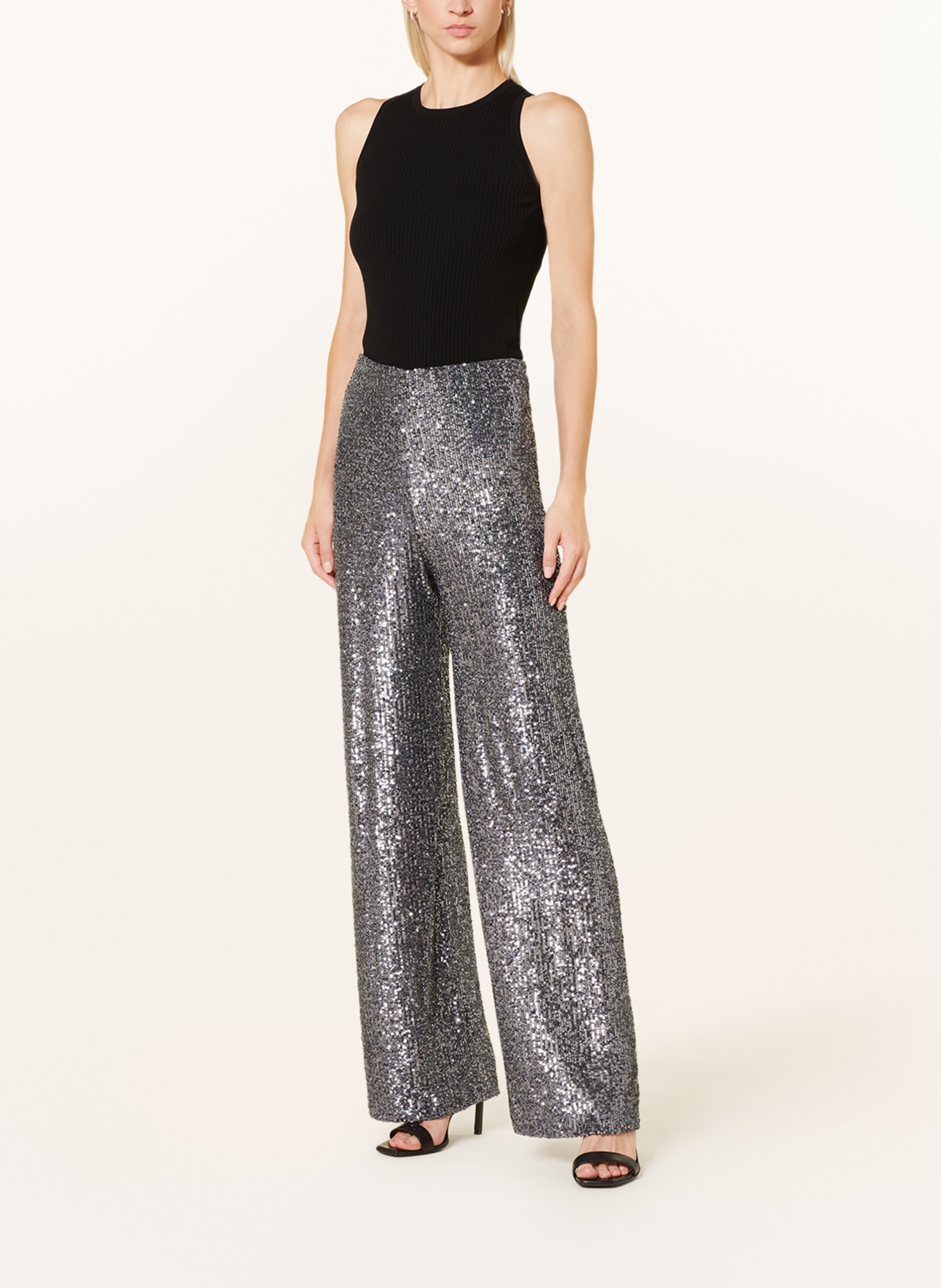 lilienfels Wide leg trousers with sequins, Color: DARK GRAY (Image 2)