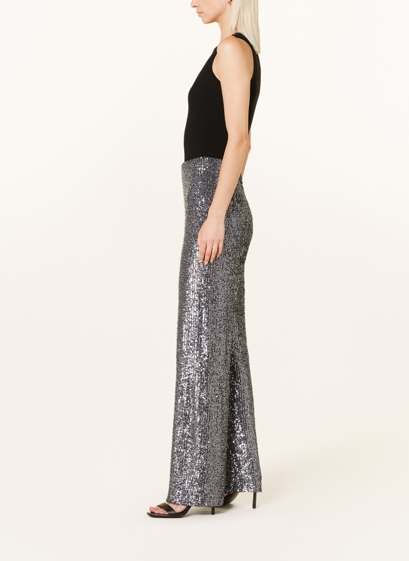 lilienfels Wide leg trousers with sequins, Color: DARK GRAY (Image 4)