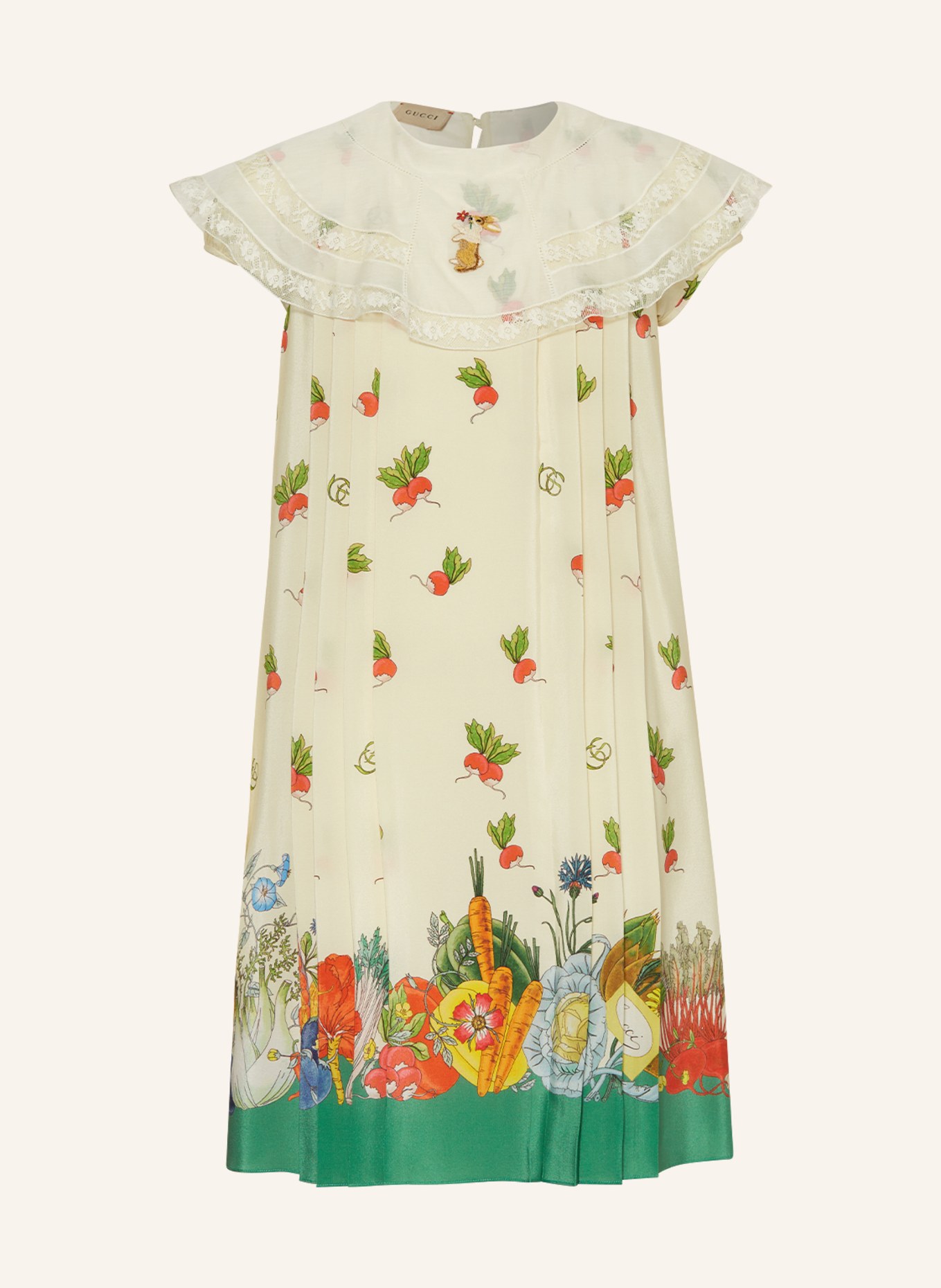 GUCCI Sukienka z jedwabiu, Kolor: KREMOWY/ CZERWONY/ ZIELONY (Obrazek 1)