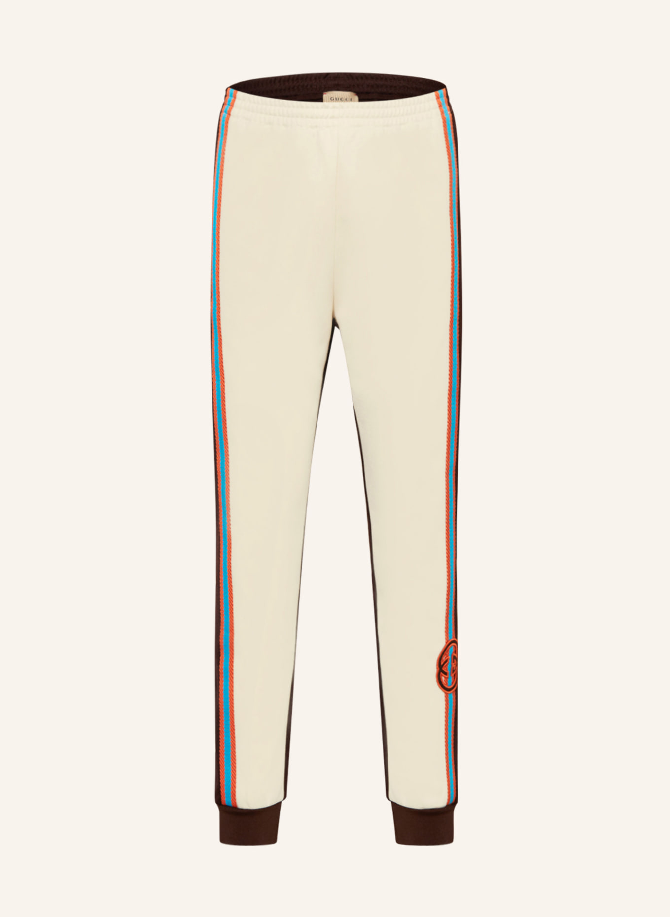 GUCCI Kalhoty v joggingovém stylu s galonovými pruhy, Barva: KRÉMOVÁ/ TMAVĚ HNĚDÁ (Obrázek 1)