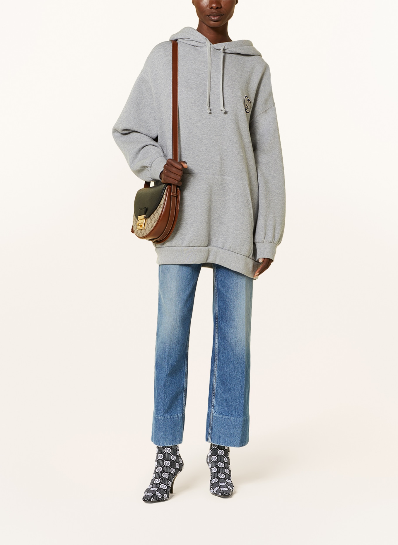GUCCI Oversized hoodie, Color: 1037 GREY/MIX (Image 2)