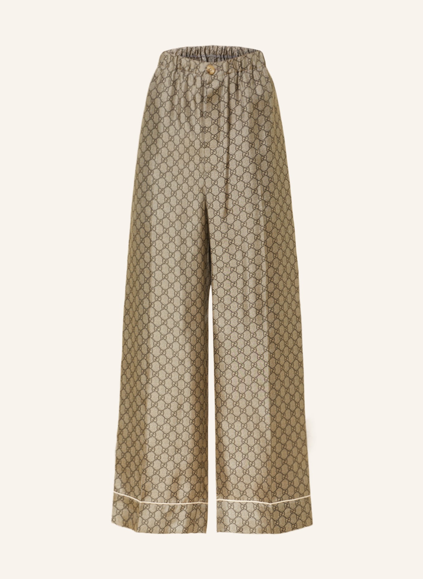 GUCCI Wide leg trousers made of silk, Color: BEIGE (Image 1)