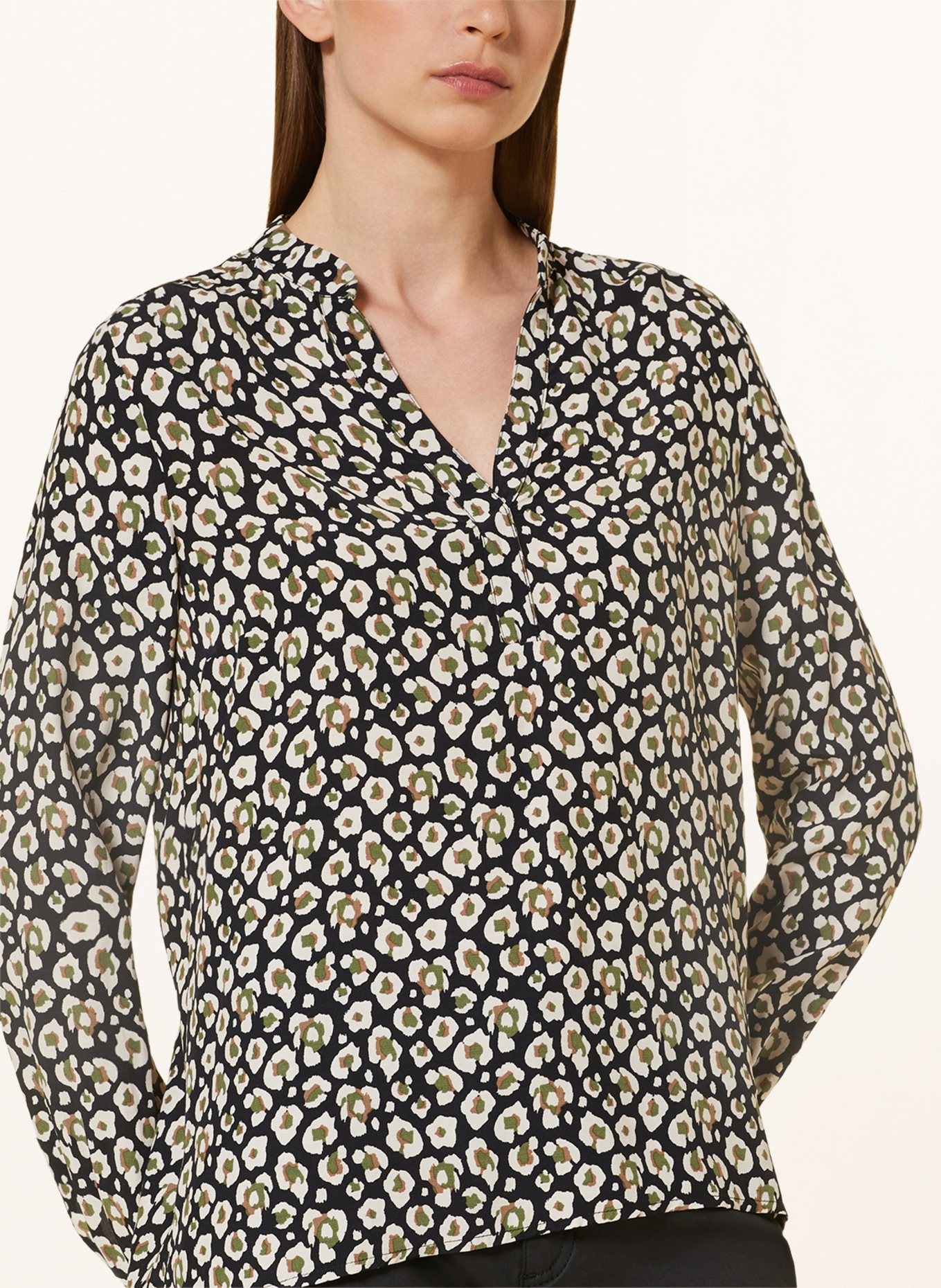 MORE & MORE Shirt blouse, Color: BLACK/ WHITE/ KHAKI (Image 4)