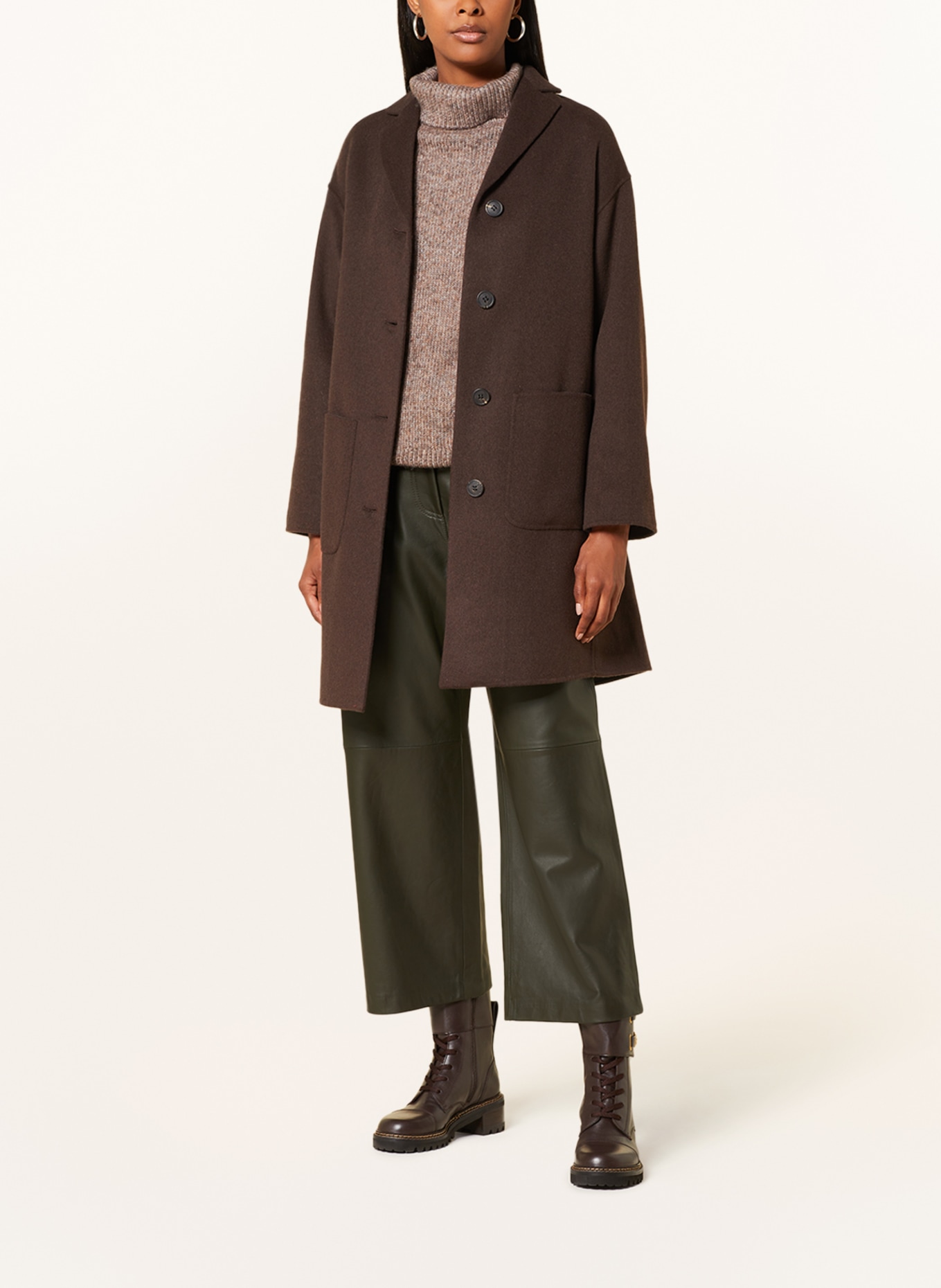 Kiltie Wool coat, Color: DARK BROWN (Image 2)