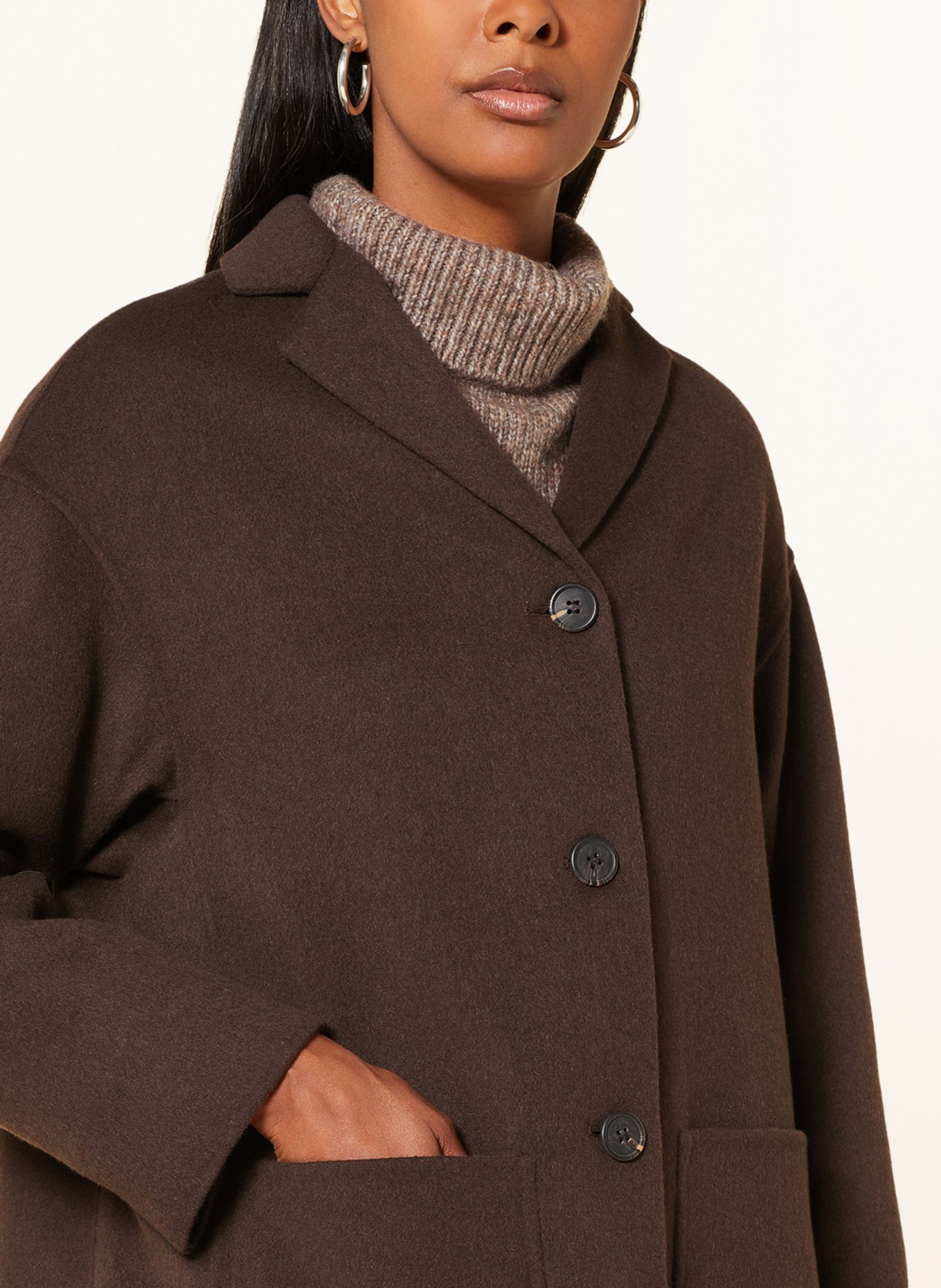 Kiltie Wool coat, Color: DARK BROWN (Image 4)