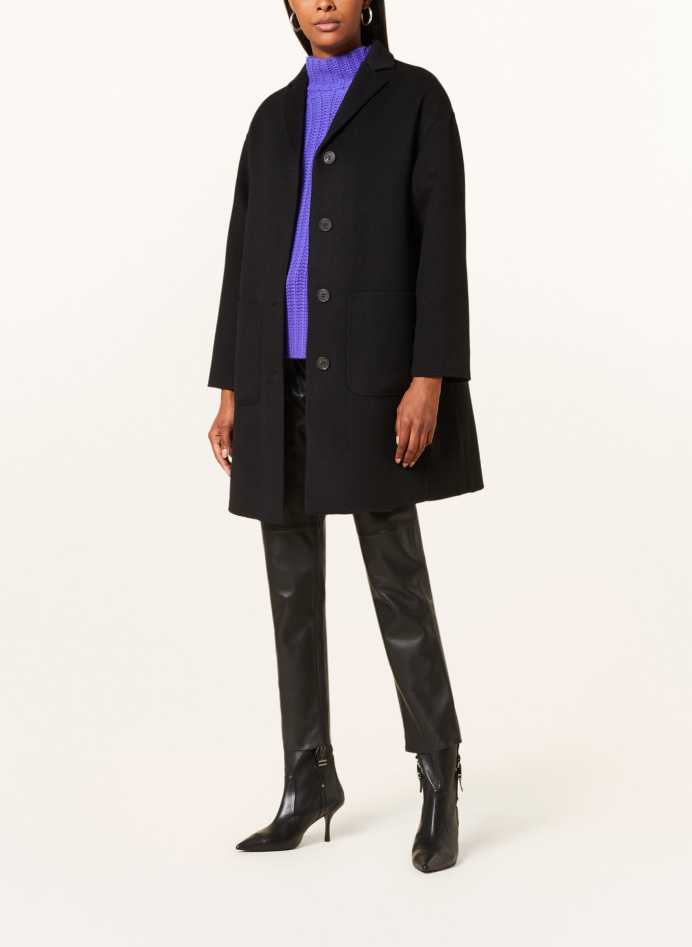 Kiltie Wool coat, Color: BLACK (Image 2)
