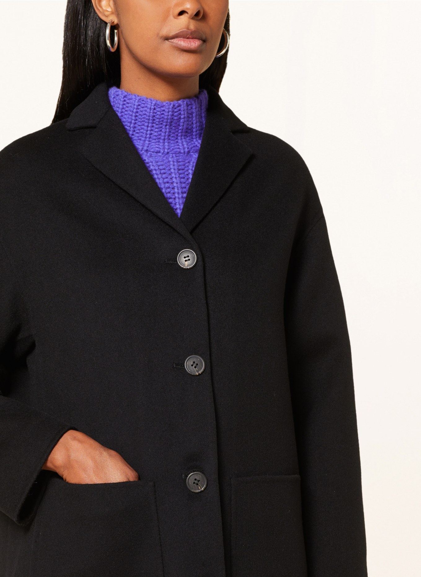 Kiltie Wool coat, Color: BLACK (Image 4)