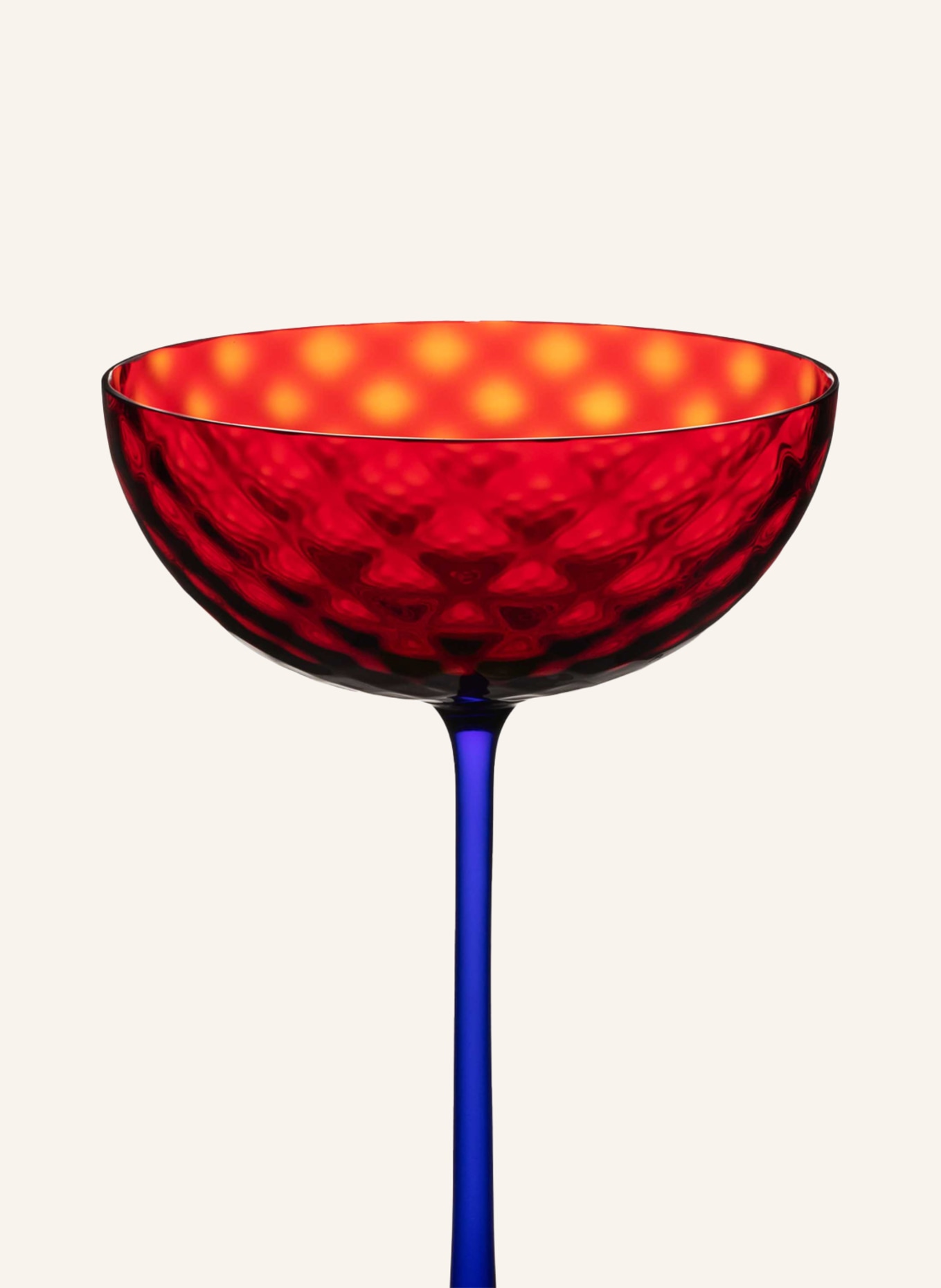 DOLCE & GABBANA CASA Champagnerglas CARRETTO: DUNKELROT / BLAU / GELB