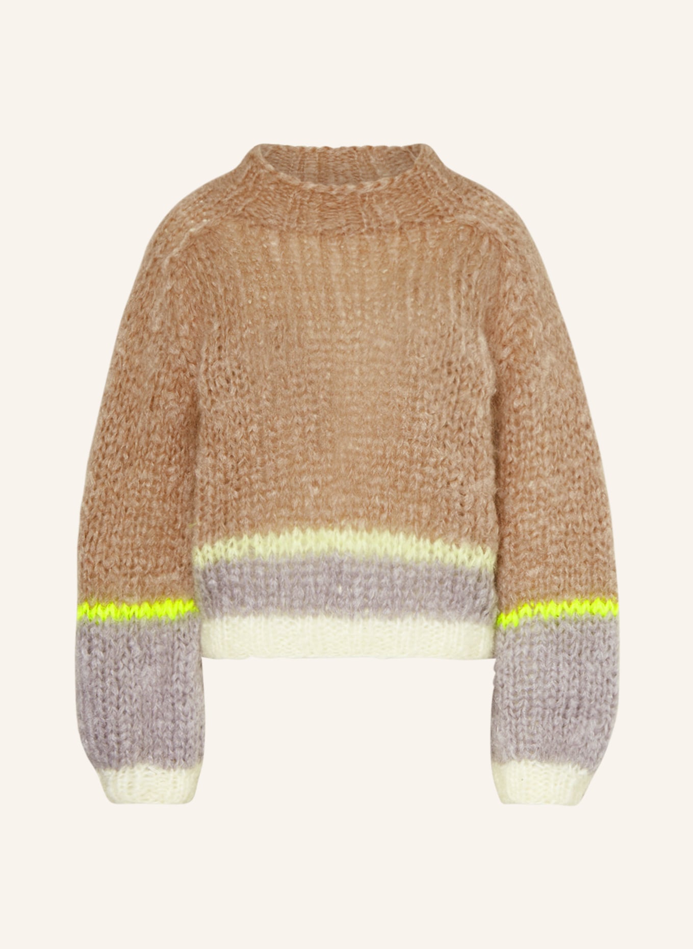 MAIAMI Mohair sweater, Color: BEIGE/ GRAY (Image 1)