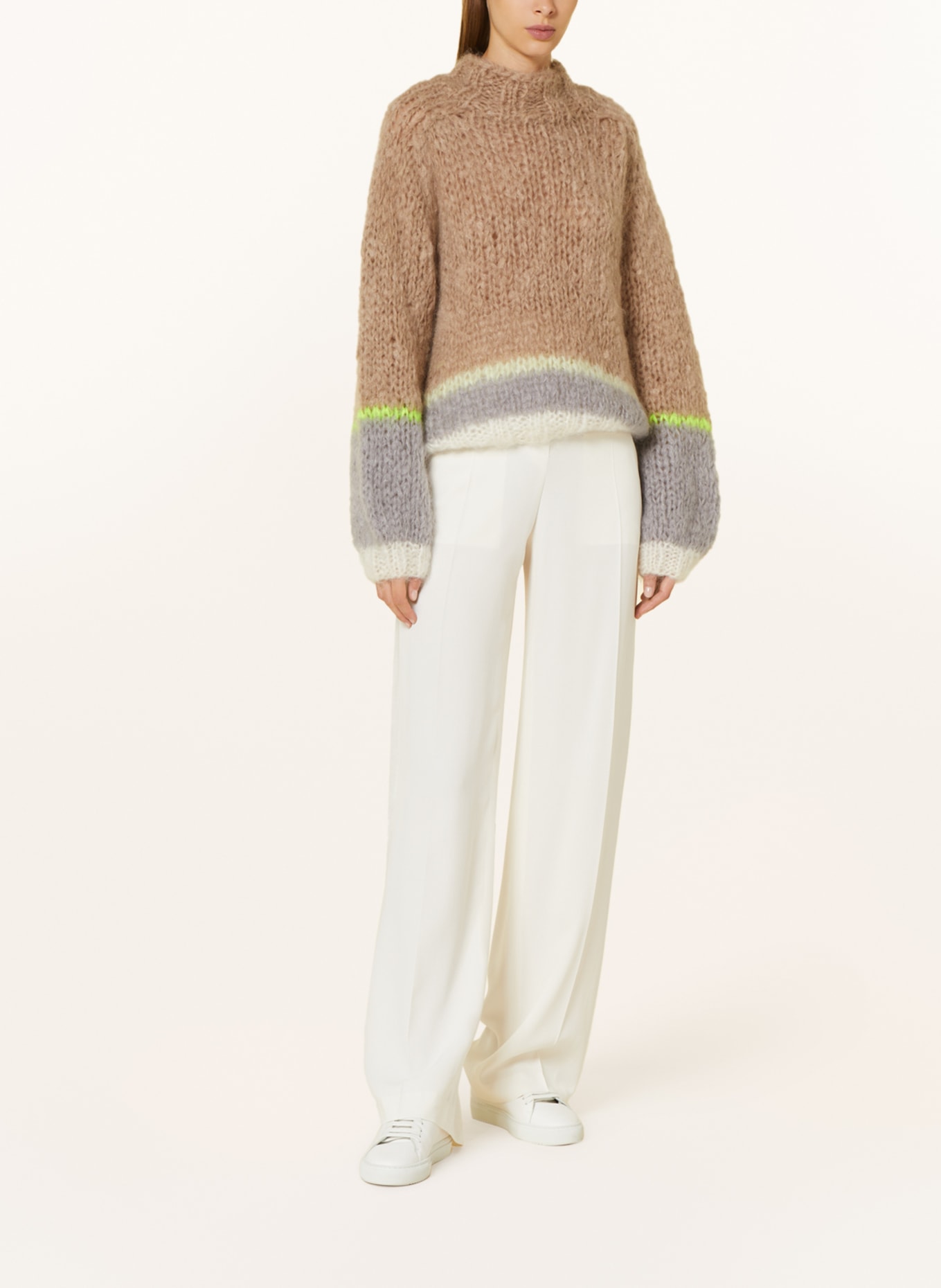 MAIAMI Mohair sweater, Color: BEIGE/ GRAY (Image 2)