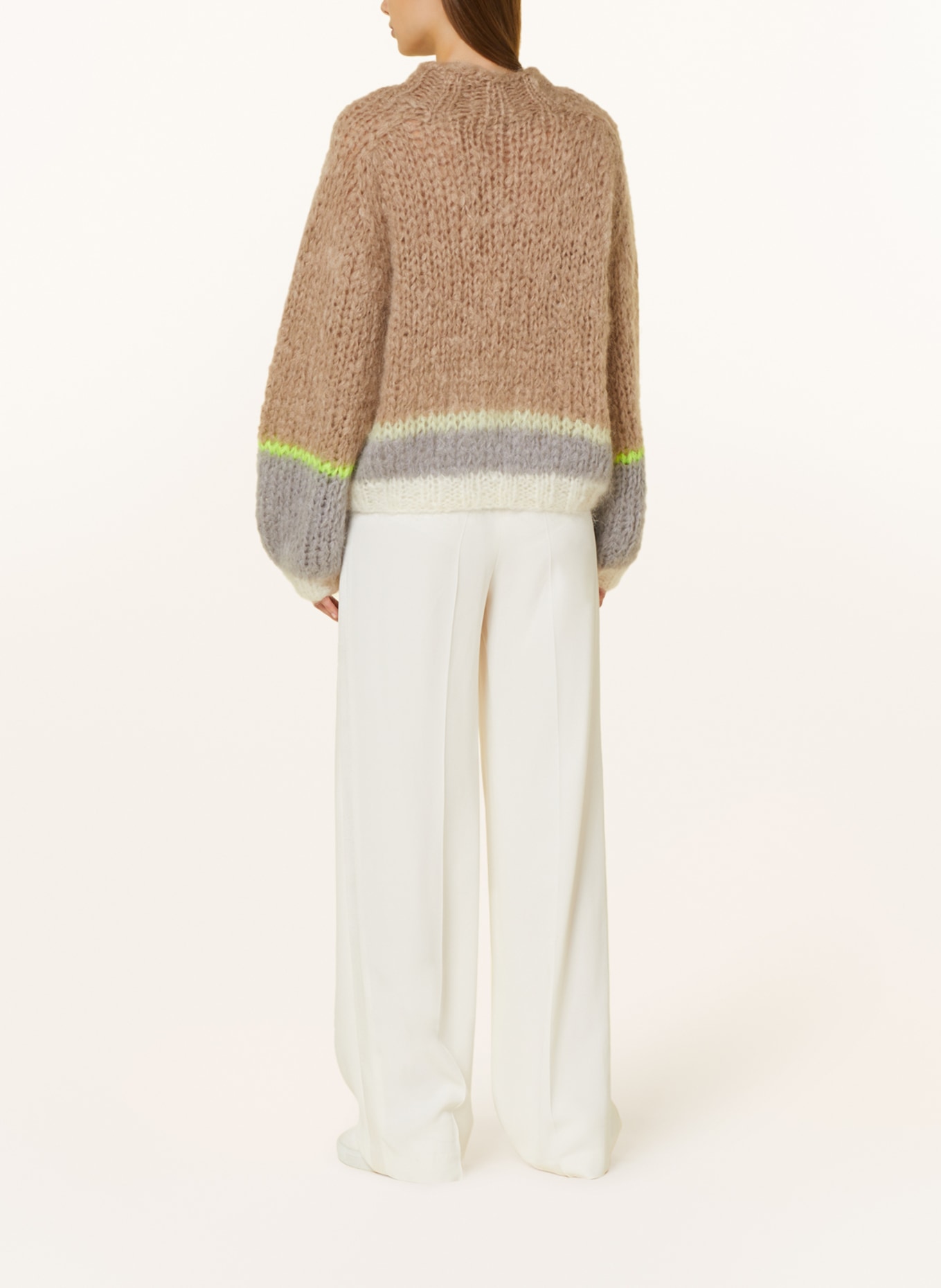 MAIAMI Mohair sweater, Color: BEIGE/ GRAY (Image 3)