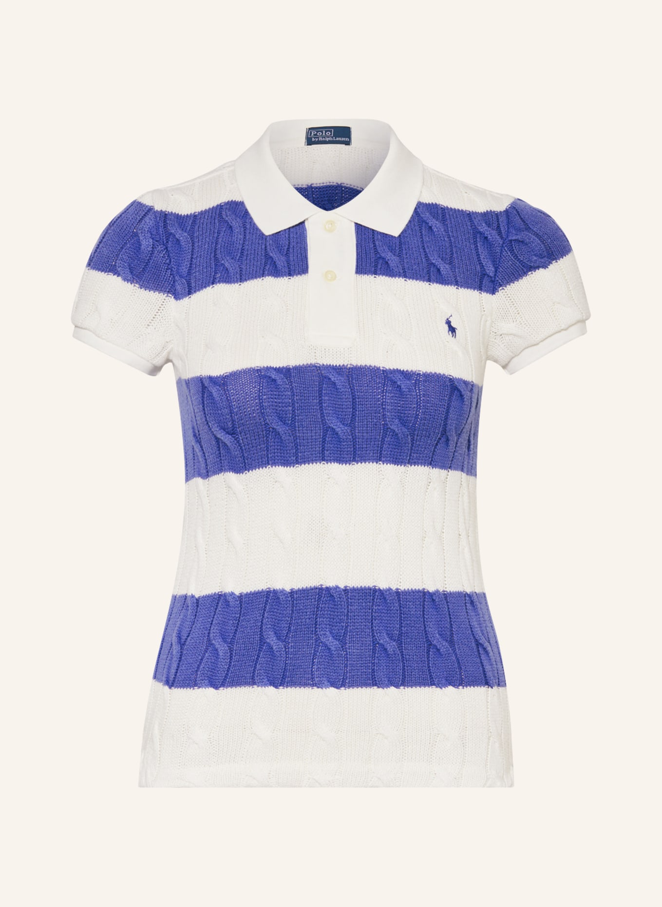 POLO RALPH LAUREN Knitted polo shirt, Color: WHITE/ BLUE (Image 1)