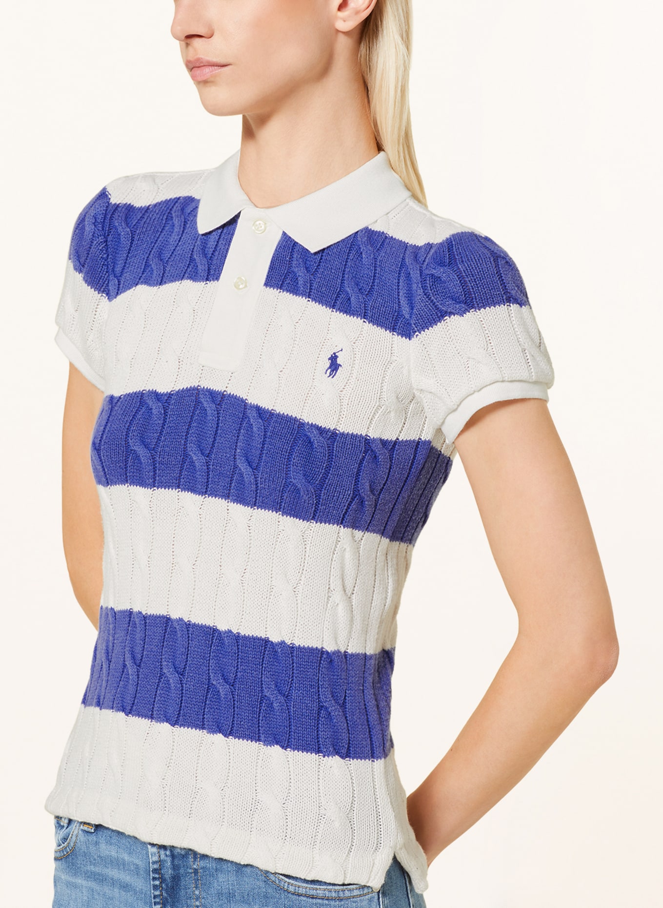 POLO RALPH LAUREN Knitted polo shirt, Color: WHITE/ BLUE (Image 4)
