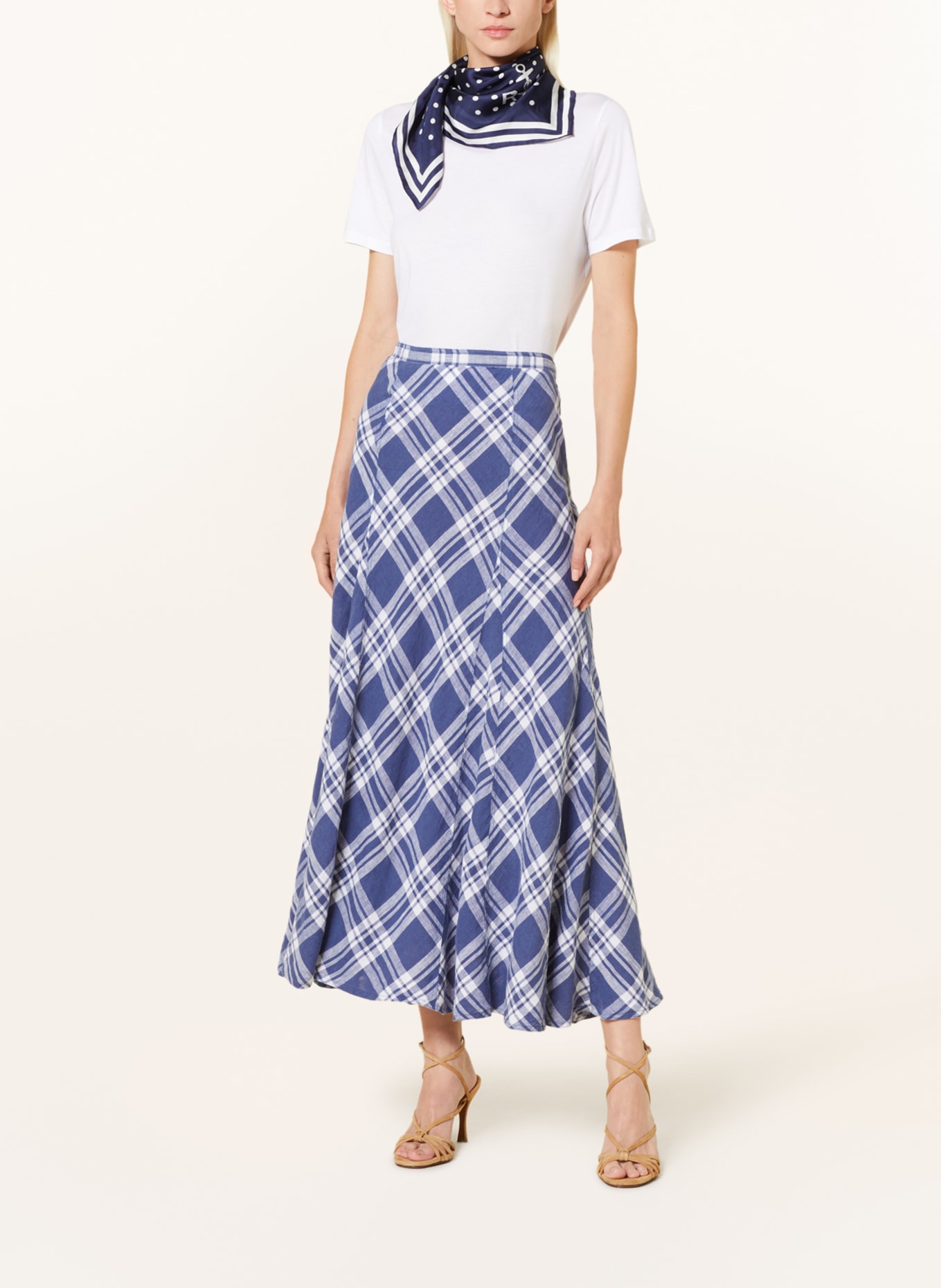 POLO RALPH LAUREN Linen skirt, Color: DARK BLUE/ WHITE (Image 2)