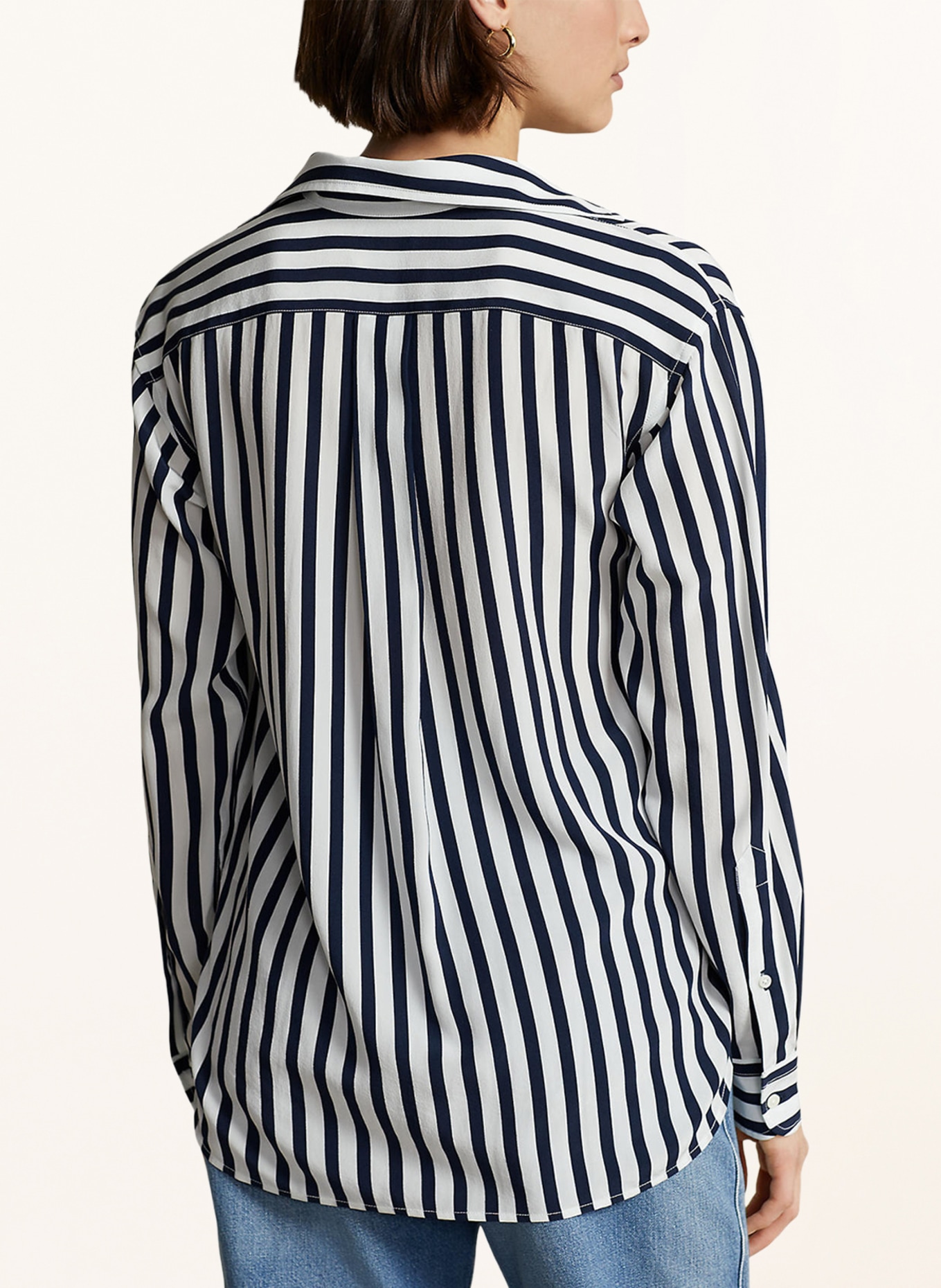 POLO RALPH LAUREN Shirt blouse in silk, Color: WHITE/ DARK BLUE (Image 3)