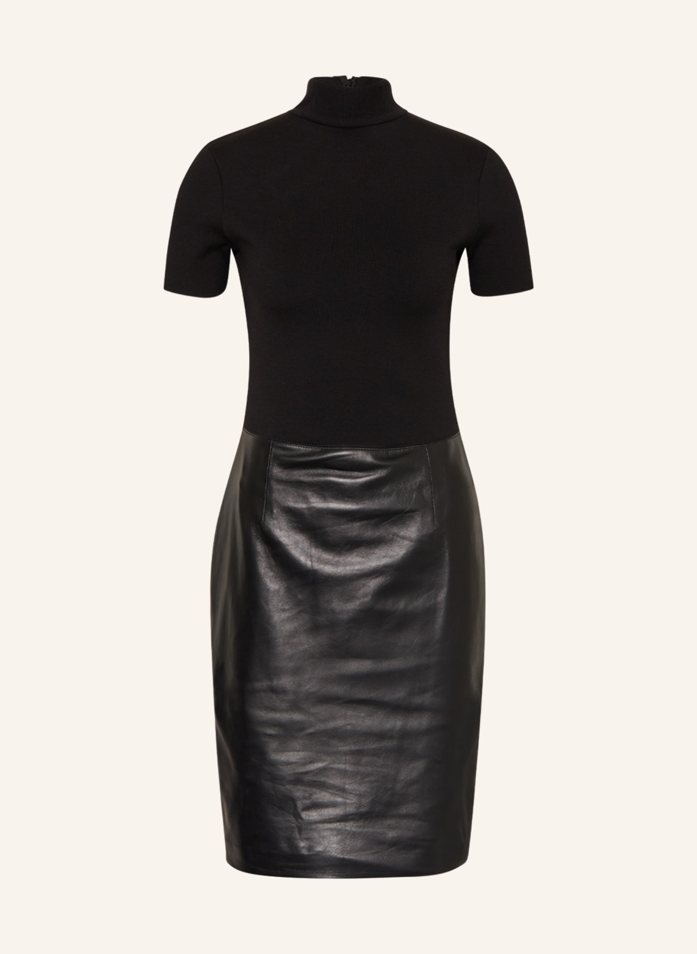 RALPH LAUREN Collection Leather dress in mixed materials, Color: BLACK (Image 1)