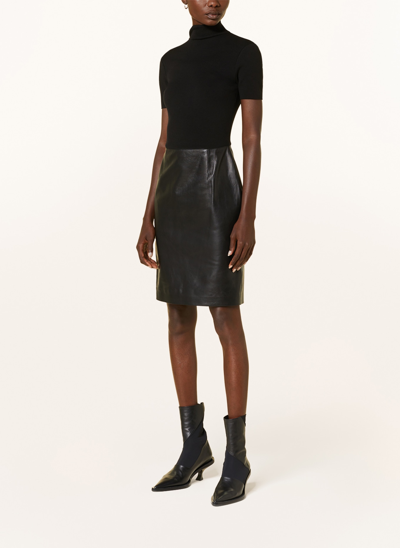 RALPH LAUREN Collection Leather dress in mixed materials, Color: BLACK (Image 2)
