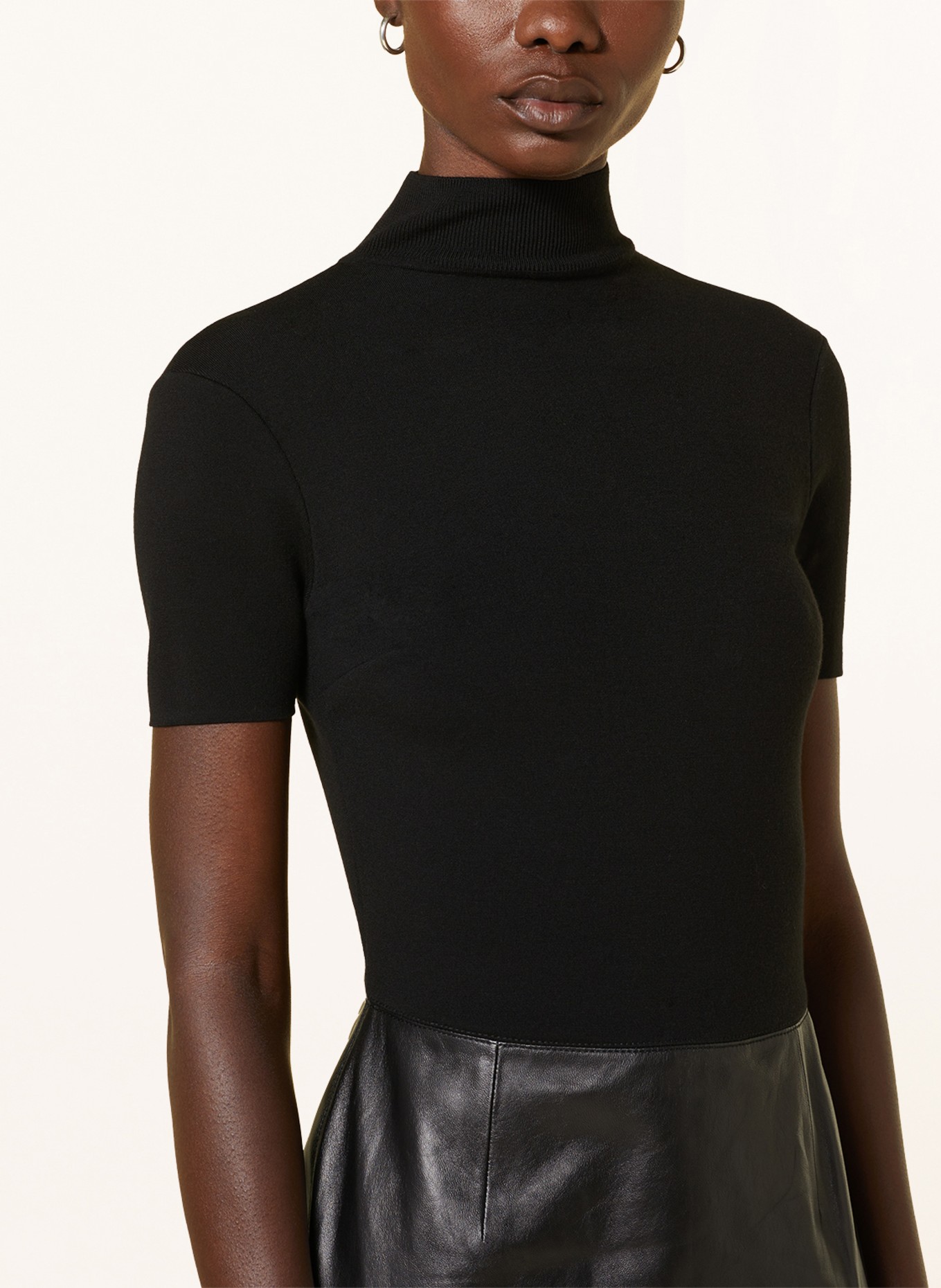 RALPH LAUREN Collection Leather dress in mixed materials, Color: BLACK (Image 4)