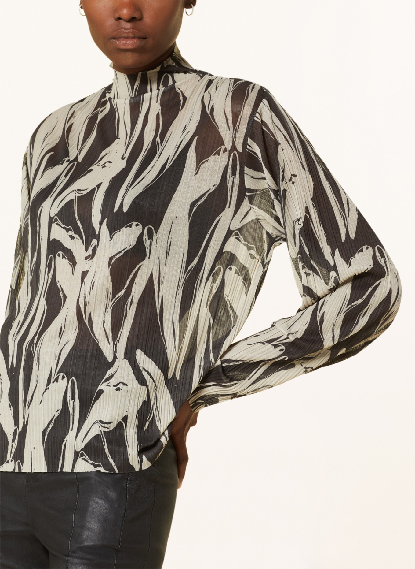 MSCH COPENHAGEN Shirt blouse MSCHJANIELLA ILLENORA, Color: BLACK/ TAUPE (Image 4)