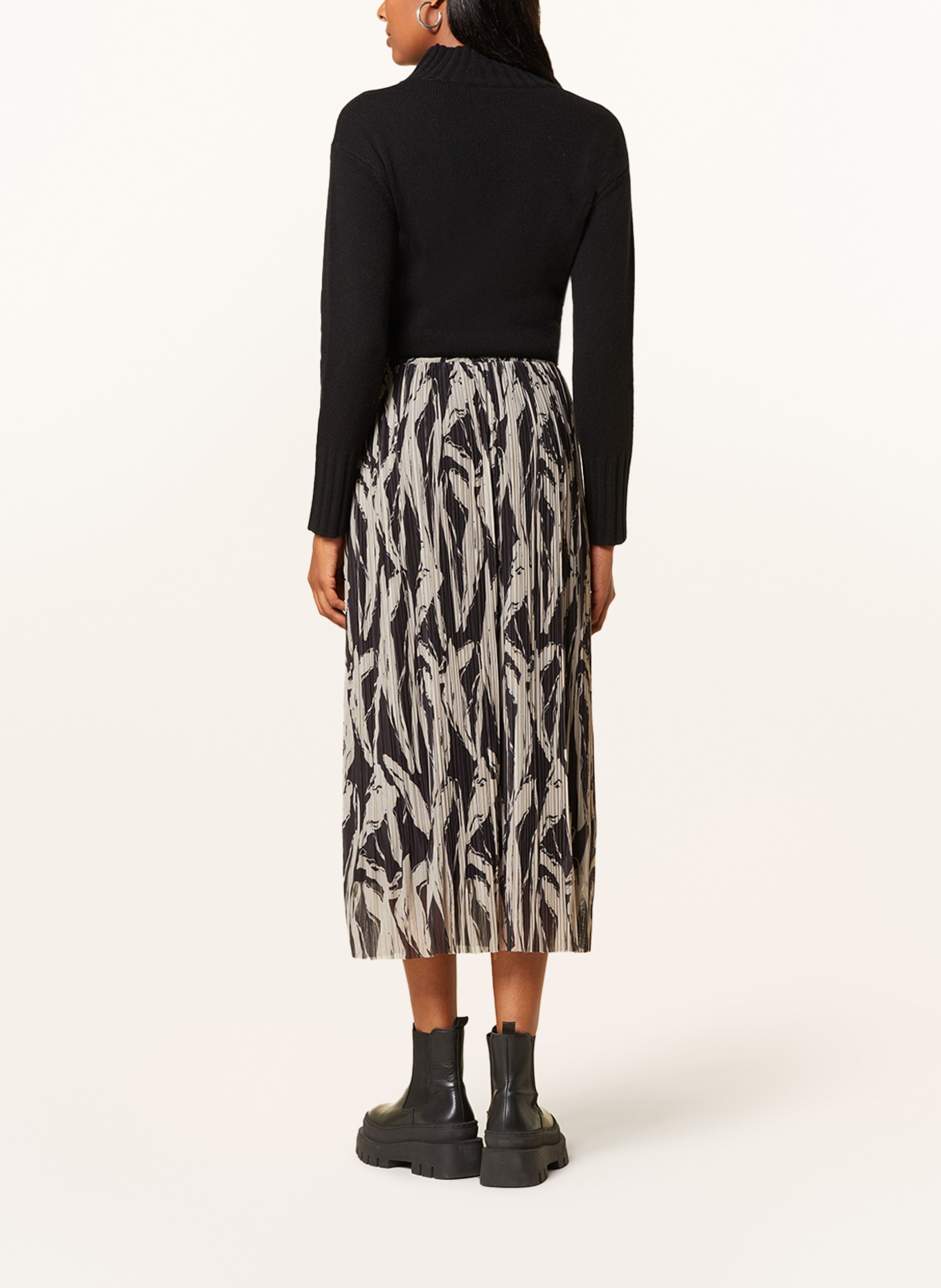 MSCH COPENHAGEN Pleated skirt MSCHJANIELLA ILLENORA, Color: BLACK/ TAUPE (Image 3)