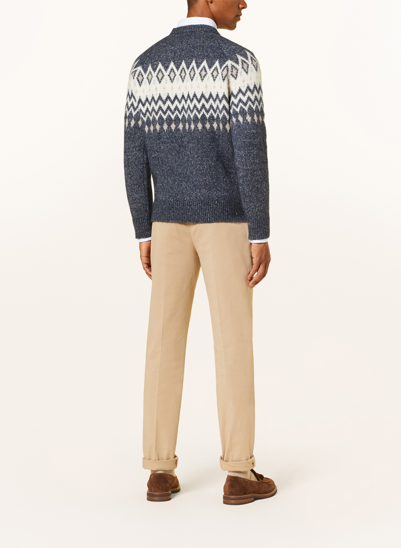 BRUNELLO CUCINELLI Pullover mit Alpaka, Farbe: GRAU/ DUNKELBLAU/ WEISS (Bild 3)
