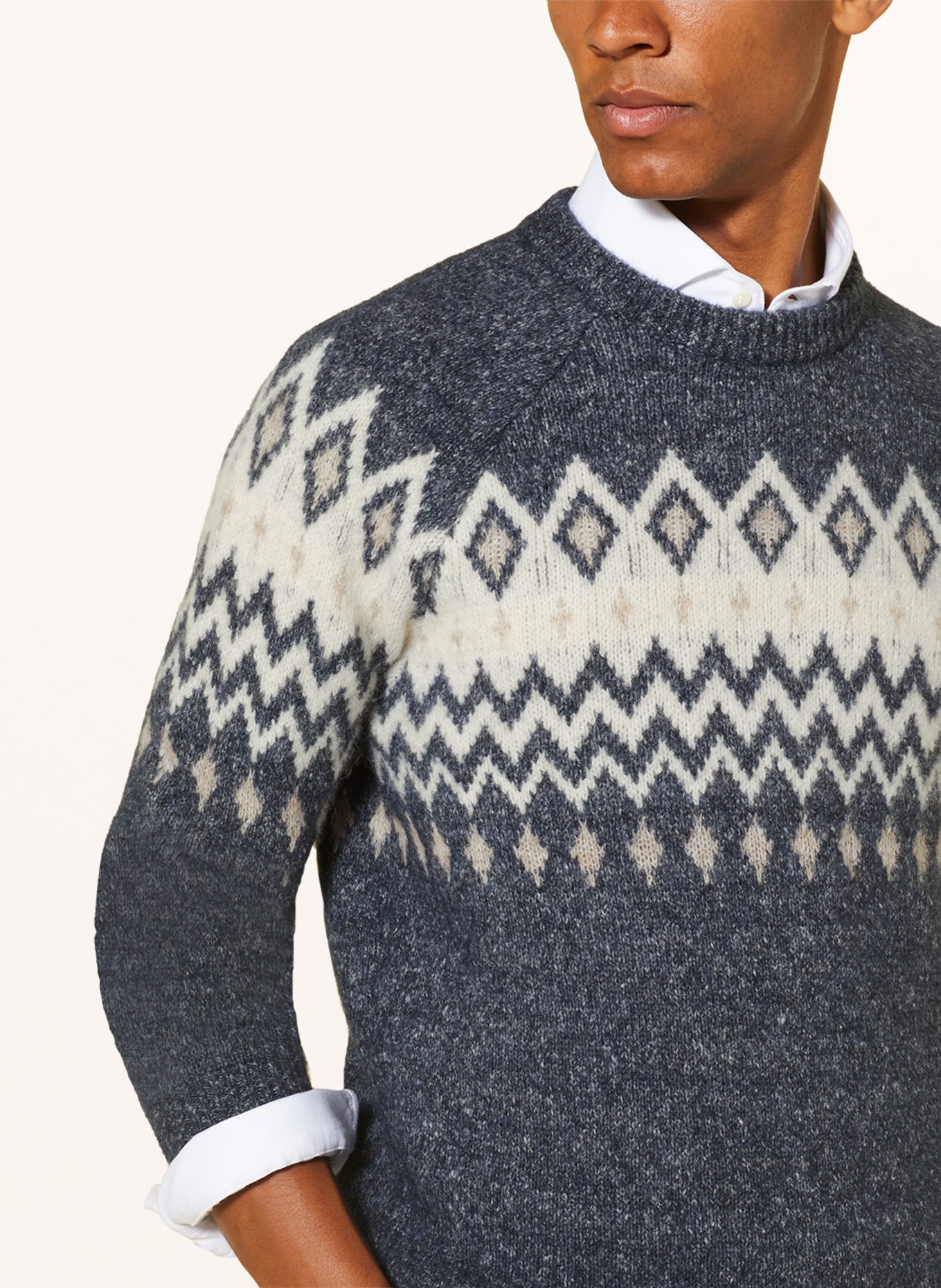 BRUNELLO CUCINELLI Sweater with alpaca, Color: GRAY/ DARK BLUE/ WHITE (Image 4)