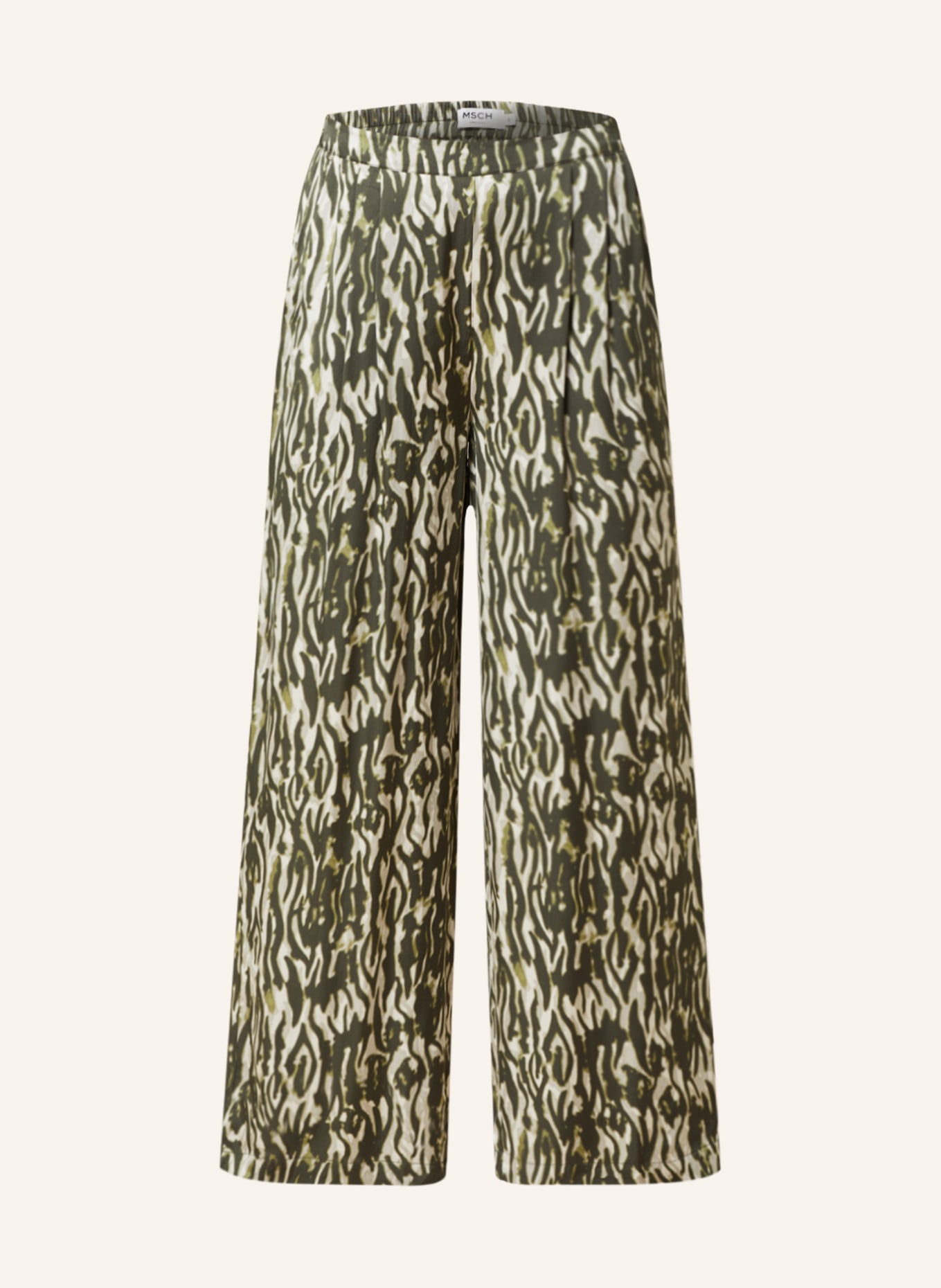 MSCH COPENHAGEN Wide leg trousers MSCHJOCELINE IRIDA, Color: KHAKI/ LIGHT GRAY/ WHITE (Image 1)