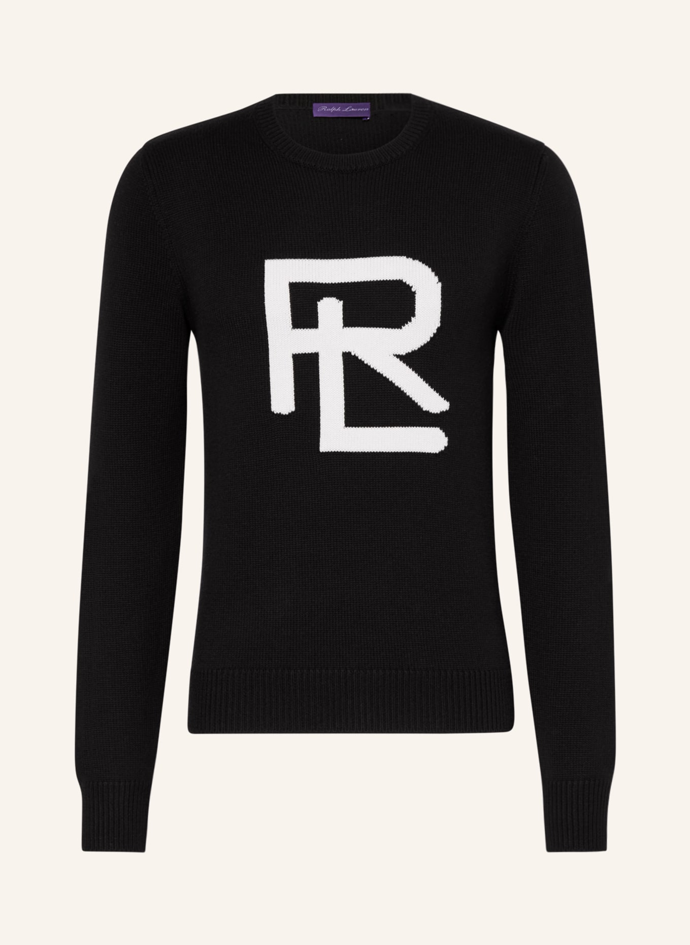 RALPH LAUREN PURPLE LABEL Sweater in black cream