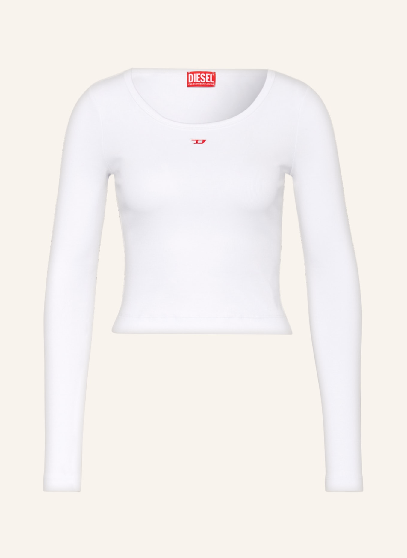 DIESEL Cropped long sleeve shirt, Color: WHITE (Image 1)