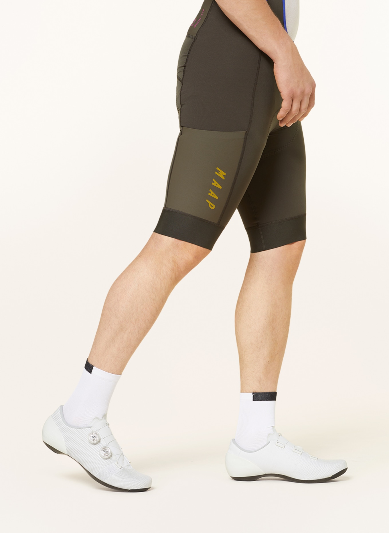 MAAP Cycling shorts ALT_ROAD with straps and padded insert, Color: OLIVE/ BLUE (Image 5)