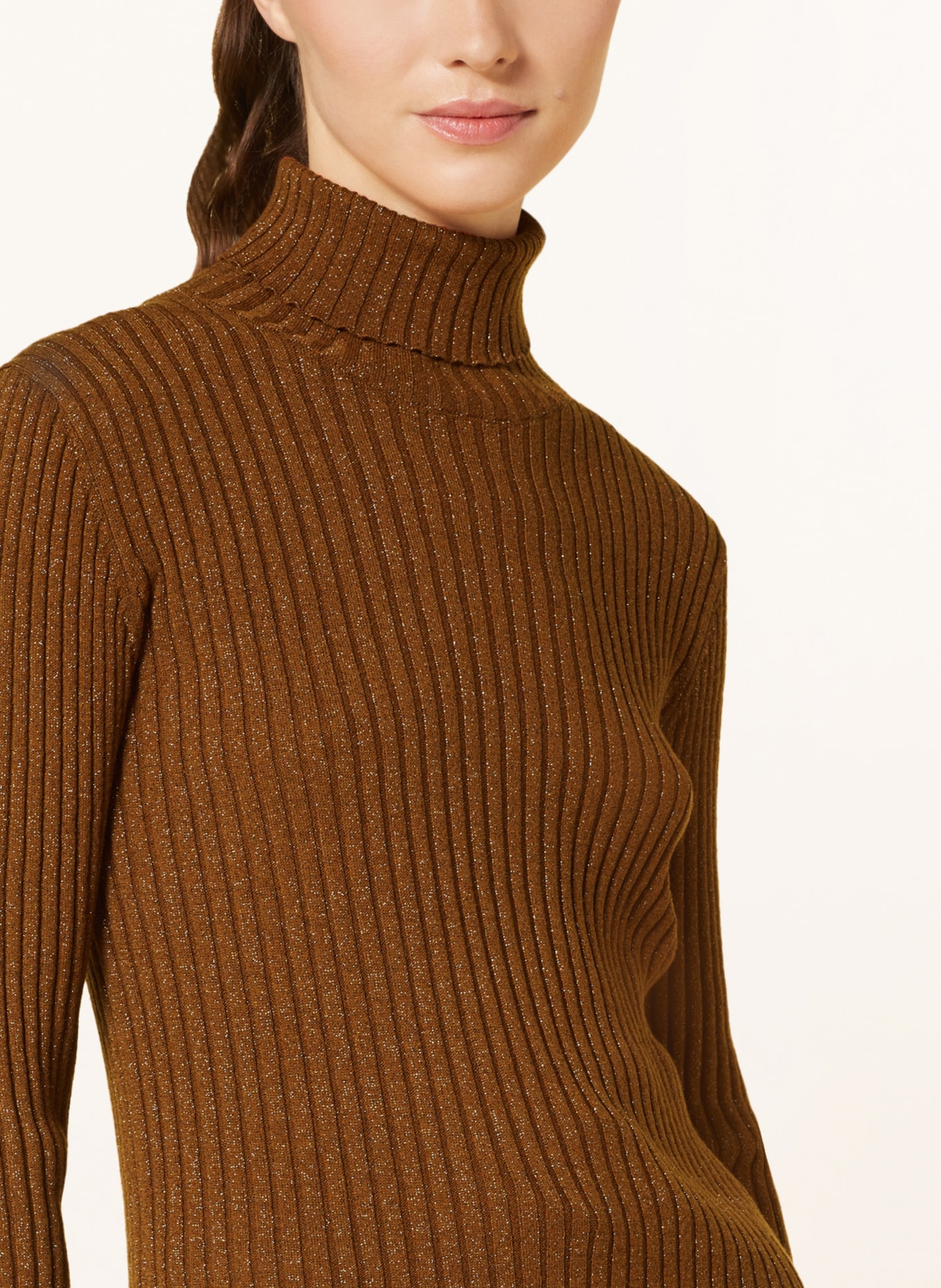 MOS MOSH Turtleneck Sweaters MMRELENA with glitter thread, Color: DARK ORANGE (Image 4)